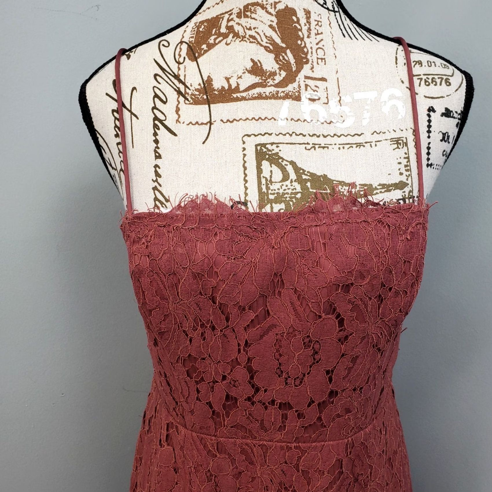 Vintage Fame And Partners Rain Column Dress Womens Size 8 Pink Floral Lace Back Zip Maxi Sleeveless, Long Dress Size M / US 6-8 / IT 42-44 - 6 Thumbnail
