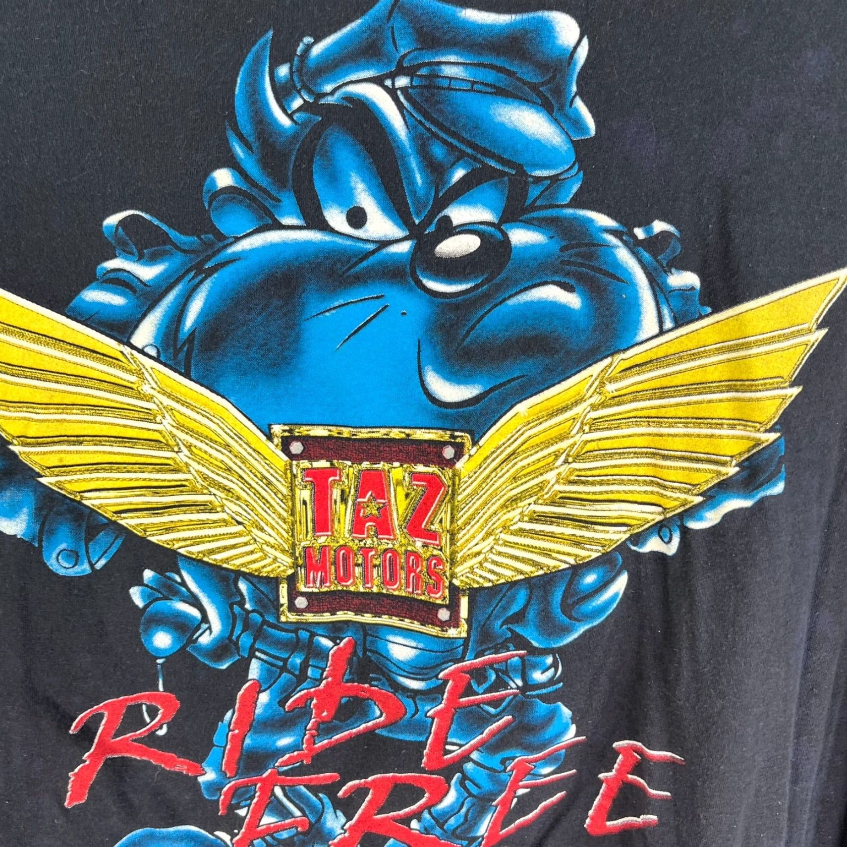 Vintage VINTAGE Looney Tunes Taz Motors Ride Free Long Sleeve T-Shirt Men 2XL Black Graphic 90s Motorcycle Biker Size US XXL / EU 58 / 5 - 2 Thumbnail