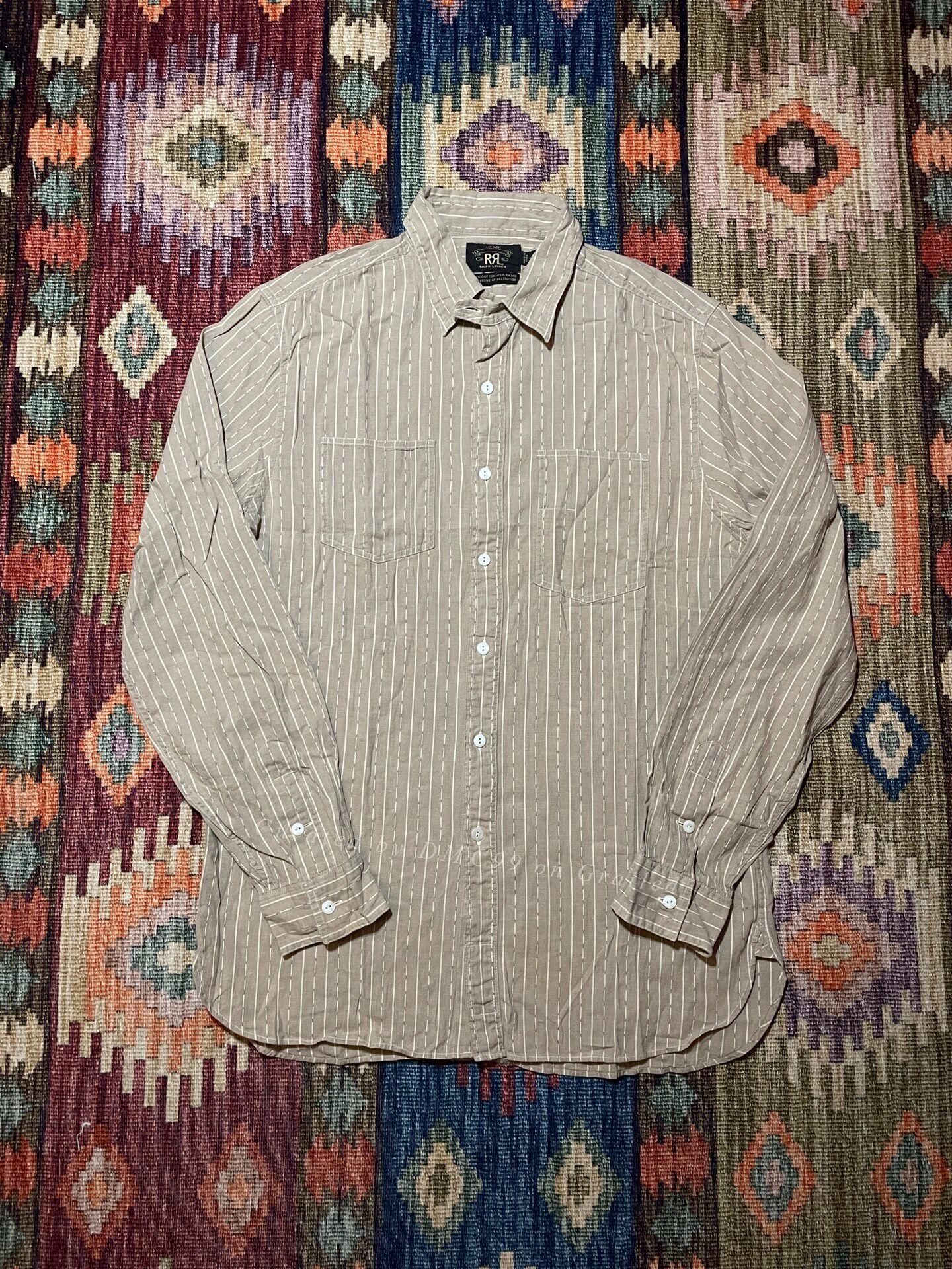 RRL Ralph Lauren RRL Beige Striped Old Style Shirt Size US M / EU 48-50 / 2 - 1 Thumbnail