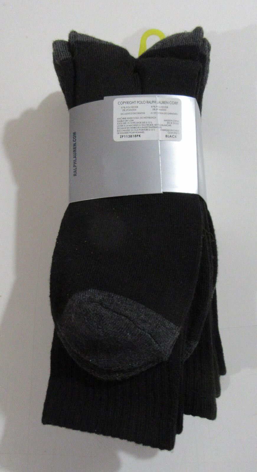 Polo Ralph Lauren Polo Ralph Lauren Mens Contrast Heel Crew Socks Black Size ONE SIZE - 2 Thumbnail