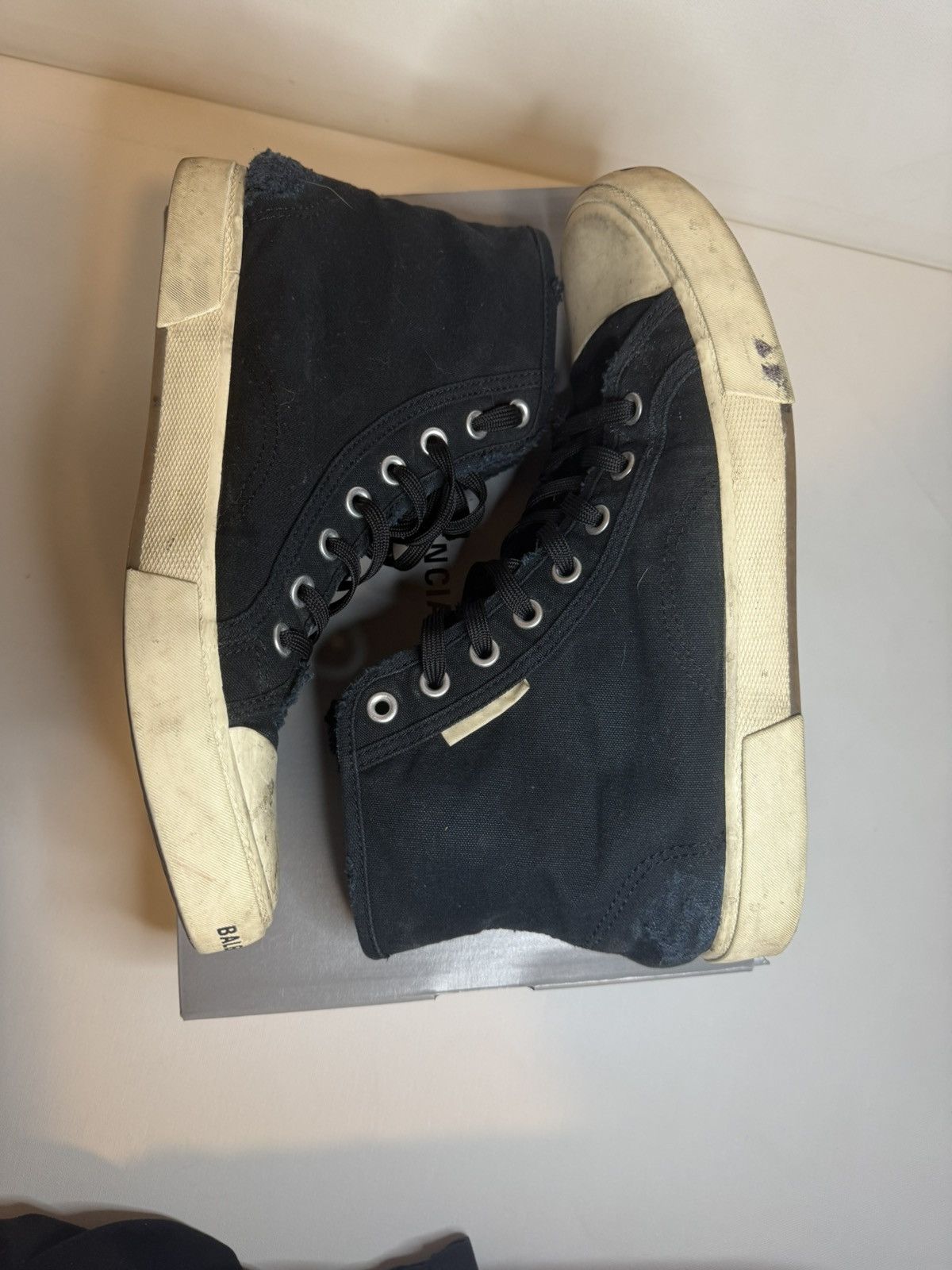 Balenciaga Balenciaga Paris High Top Sneakers Black Distressed Canvas Size US 10.5 / EU 43-44 - 3 Thumbnail