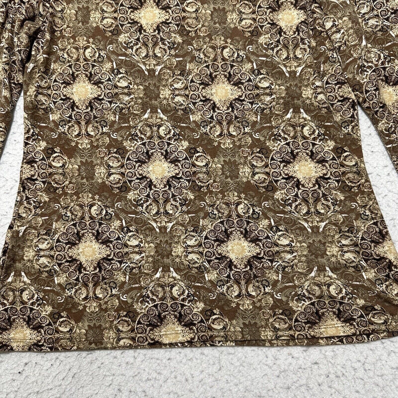 Other Axcess Medium Brown Paisley Floral Long Sleeve T Shirt Top Size M / US 6-8 / IT 42-44 - 11 Thumbnail