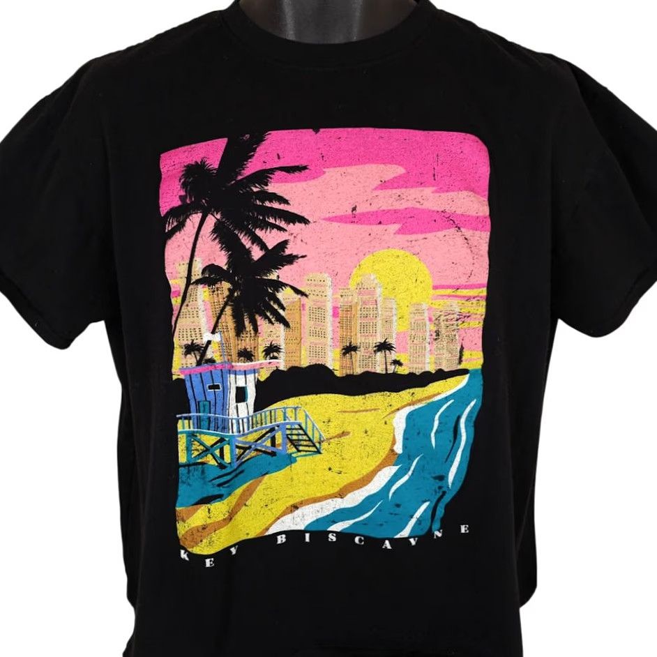 Vintage Key Biscayne T Shirt Mens Size Large Black Florida Beach Destination Tee Size US L / EU 52-54 / 3 - 2 Thumbnail
