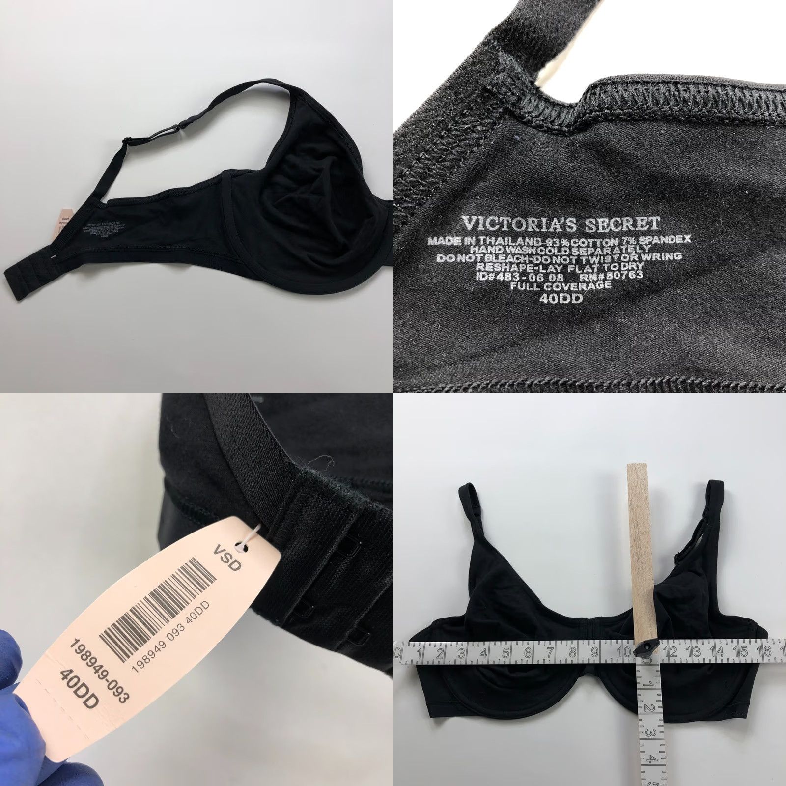 Victoria's Secret Victoria's Secret Bra 40DD Cotton Underwire Unlined Black HS? Size ONE SIZE - 8 Thumbnail