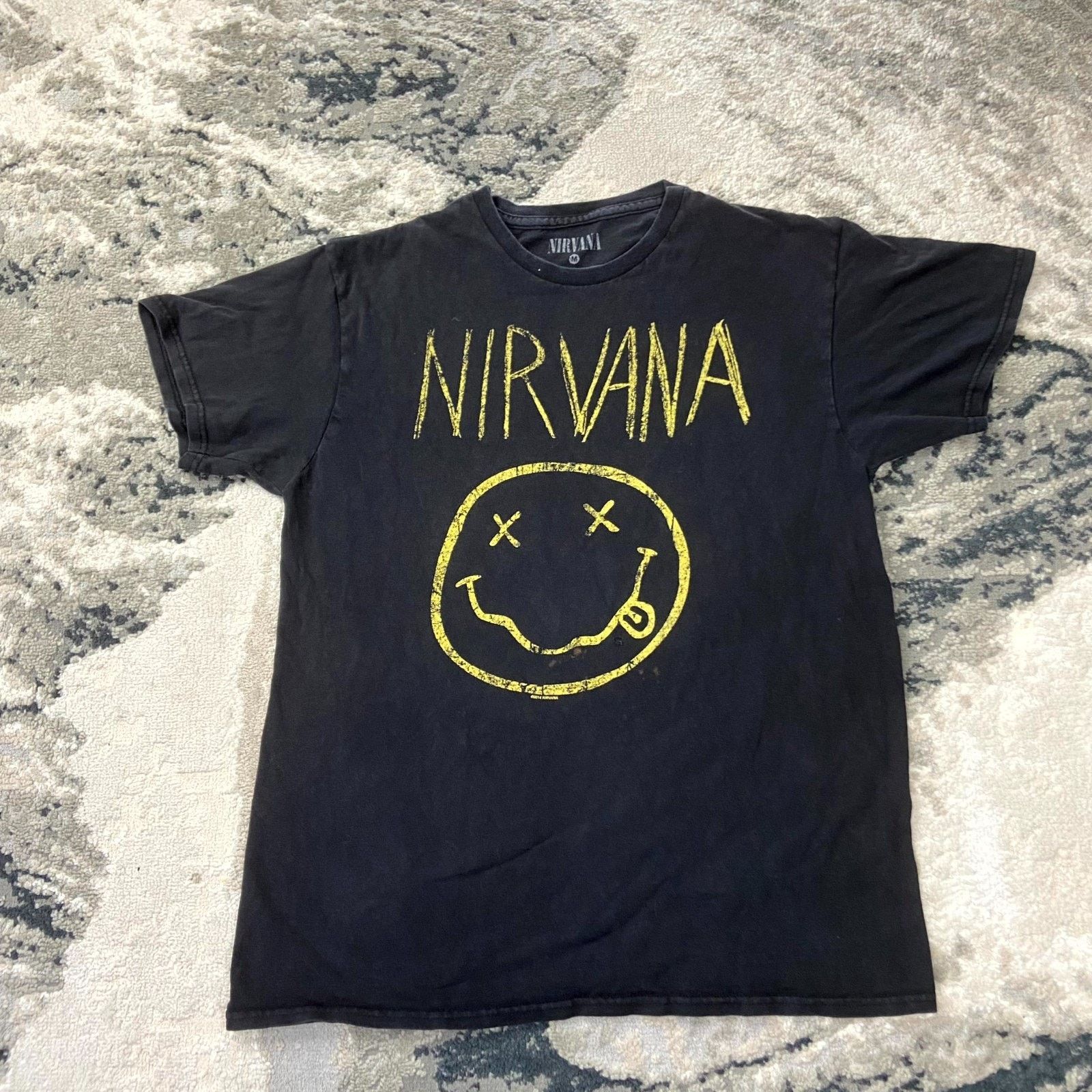 & Other Stories Nirvana Grunge Vintage Y2K M Black Smiley Face Grunge Rock Size US M / EU 48-50 / 2 - 1 Thumbnail