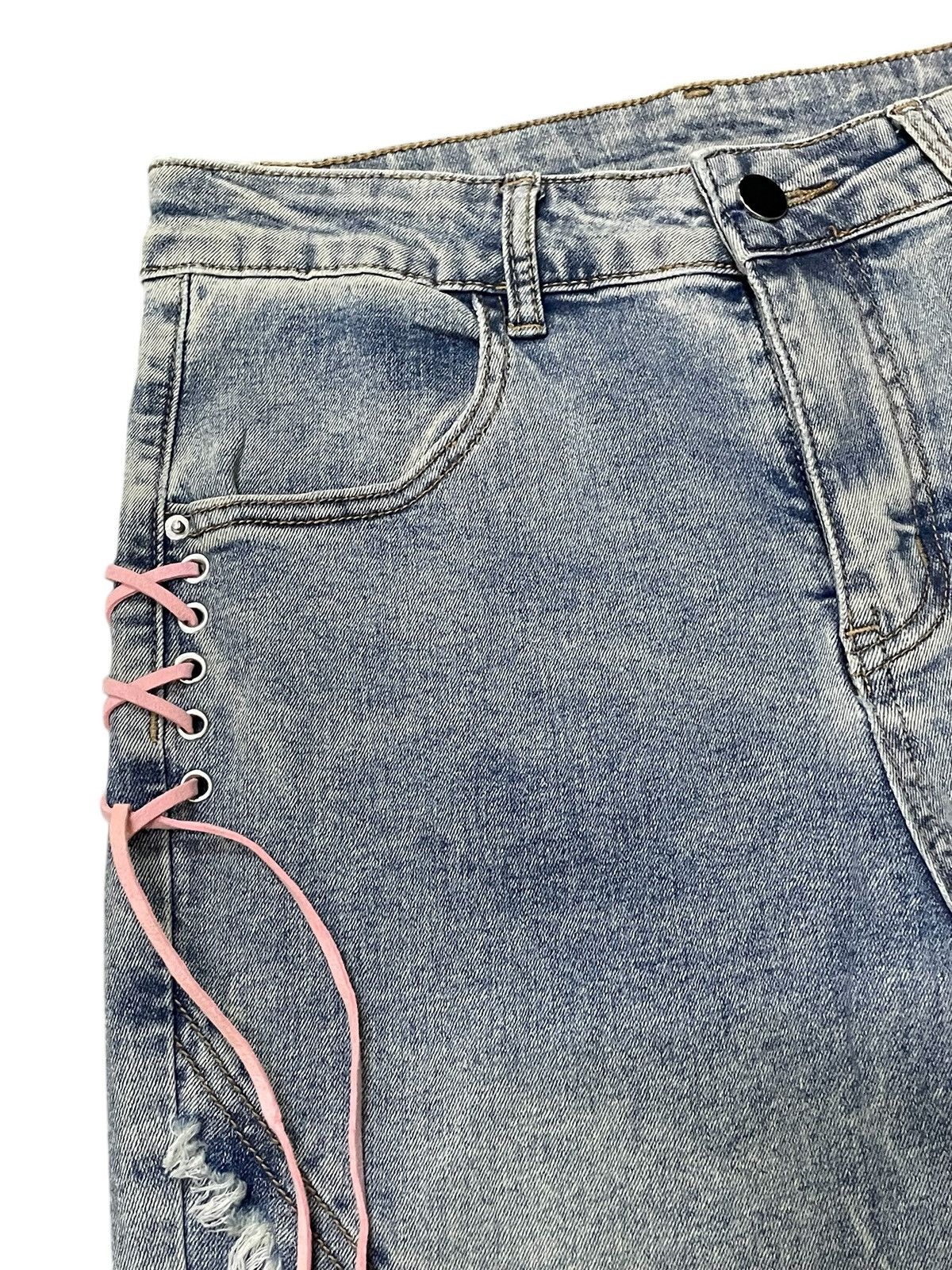 If Six Was Nine × LOWBOX × Le Grande Bleu (L.G.B.) Paneled Laces Flare Japanese Brand Vintage Jeans Size US 28 / EU 44 - 10 Thumbnail