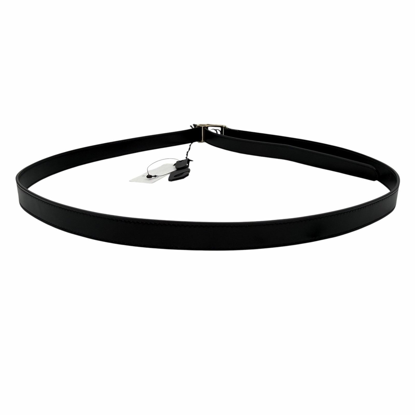 Gucci 20mm Leather Tie Belt Double GG Logo Black Silver Size 95/38 Gucci 20mm Leather Tie Belt Double GG Logo Black 95/38 main image 2