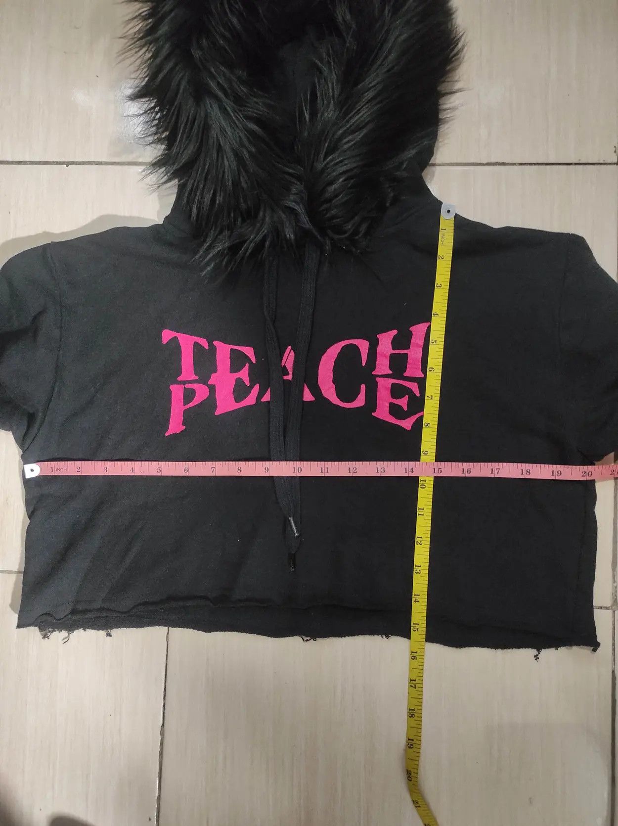 Japanese Brand Peace Crop Black Fur Hoodie Parka IfSixWasNine LGB style Size M / US 6-8 / IT 42-44 - 18 Thumbnail