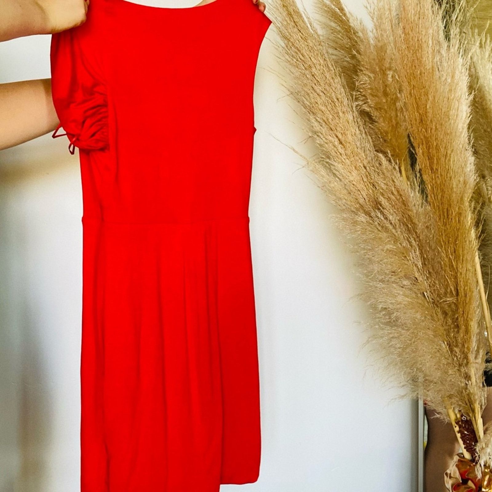 TRINA TURK Nordstrom Red Bodycon Twist Neck Tie Midi Dress