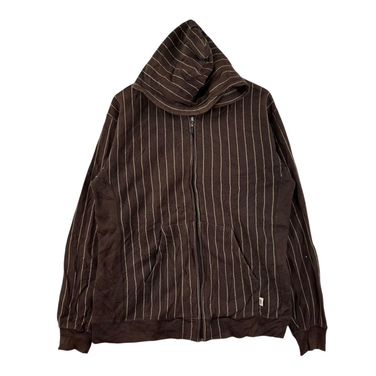 Dickies Vintage Dickies Japan Brown Pinstripe Full Zip Hoodie Size US L / EU 52-54 / 3 - 1 Thumbnail