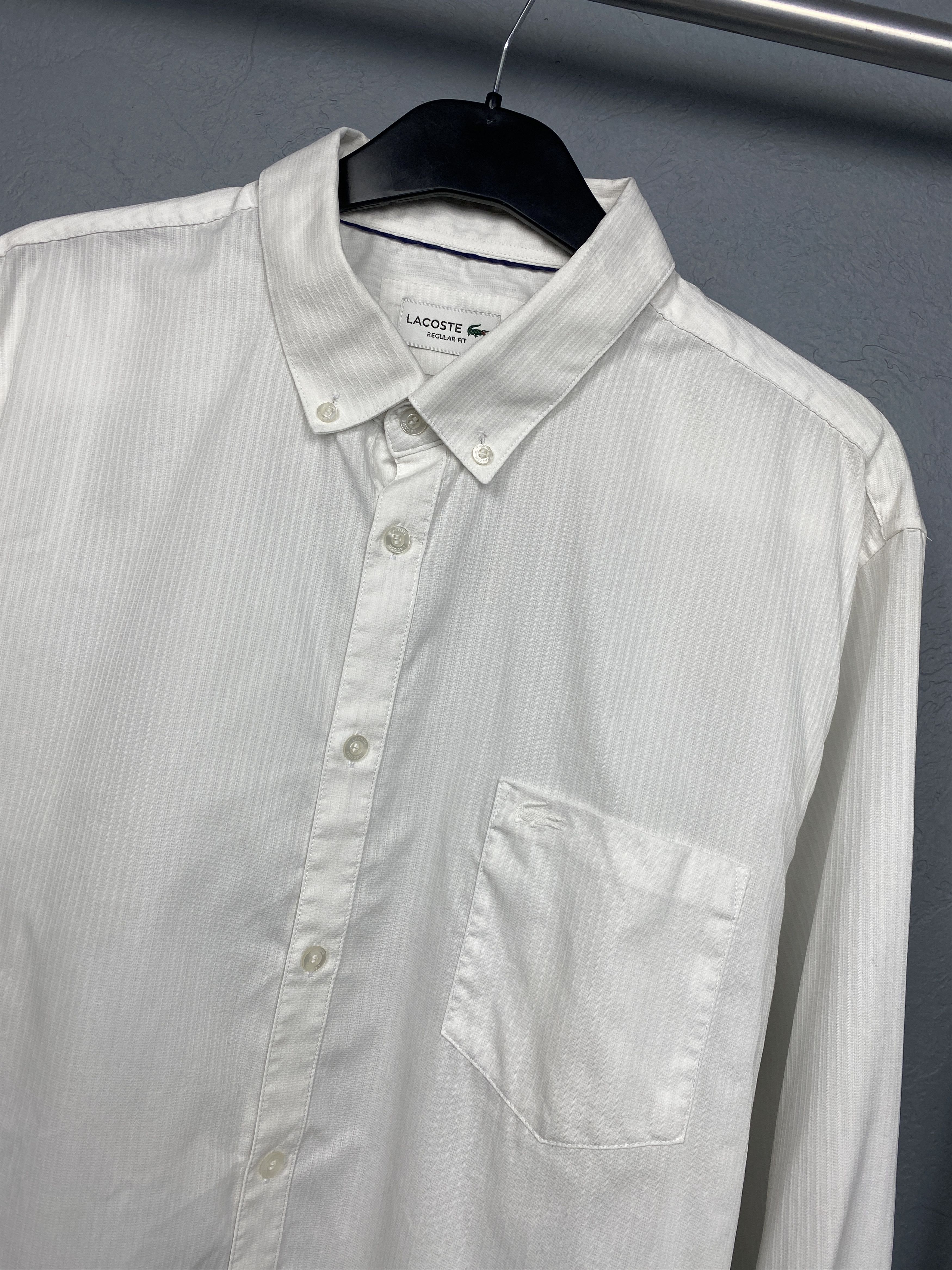 Lacoste Lacoste Vintage Mens White Long Sleeve Shirt Size US XL / EU 56 / 4 - 2 Thumbnail