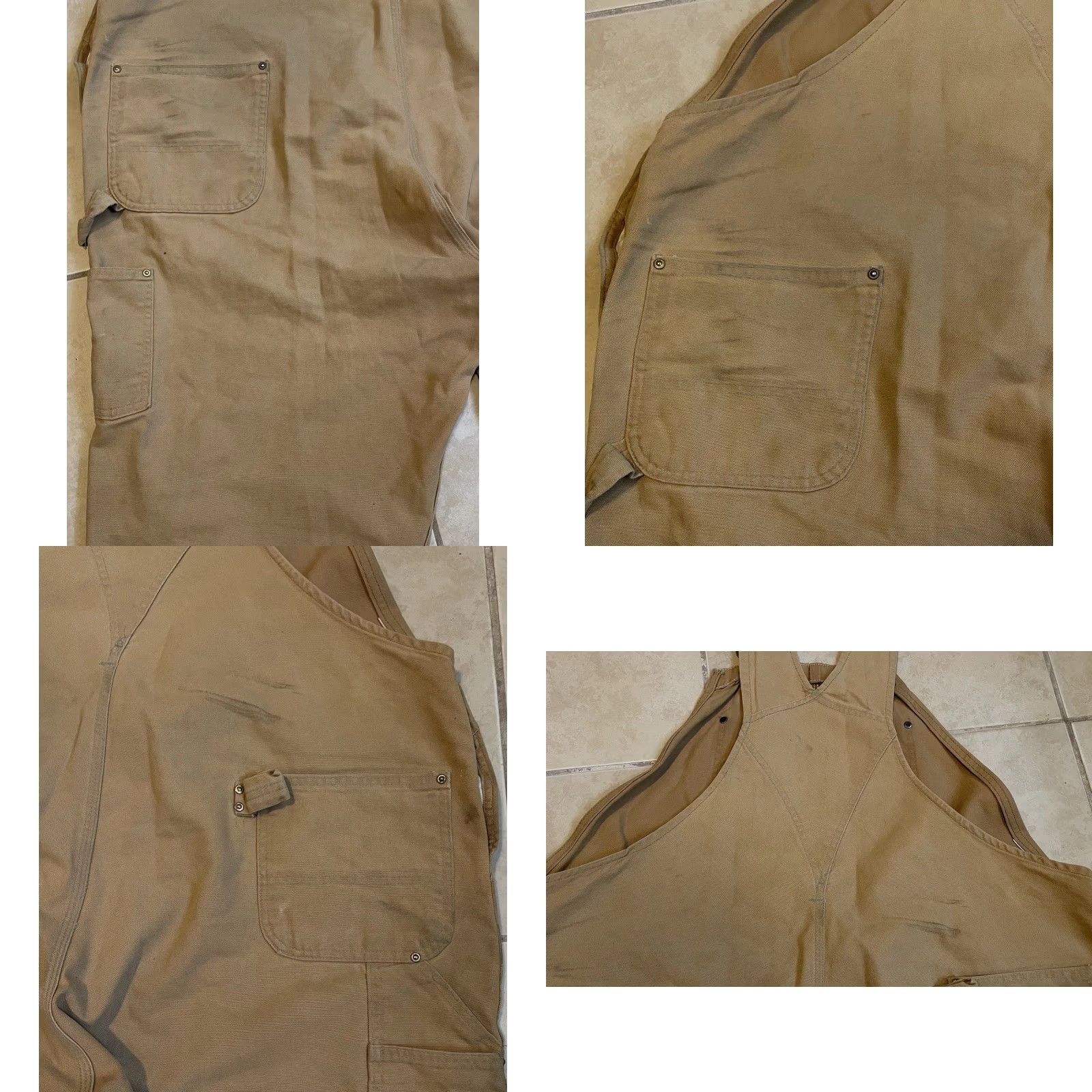 Carhartt Vtg Carhartt Faded Distress Overalls | 52 | Tan | Trucker | Grunge | USA | Vintage Workwear | Double Knee | 80s 90s | Men Size US 36 / EU 52 - 9 Thumbnail
