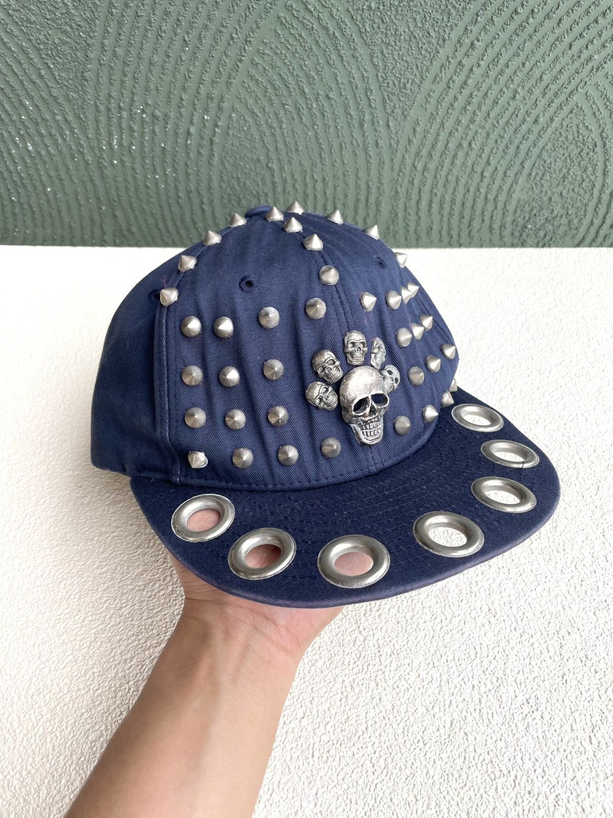 If Six Was Nine Crazy Spike Skull Studded Cadet Hat Size ONE SIZE - 3 Thumbnail