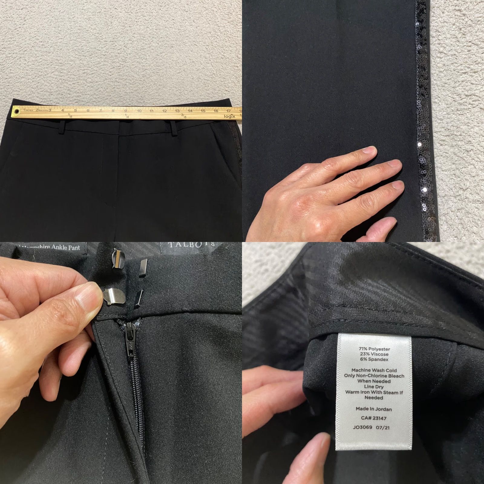 Talbots Talbots Womens 14P Pants Black Straight Hampshire Ankle Sequined Striped Petites Size 36" / US 14 / IT 50 - 8 Thumbnail