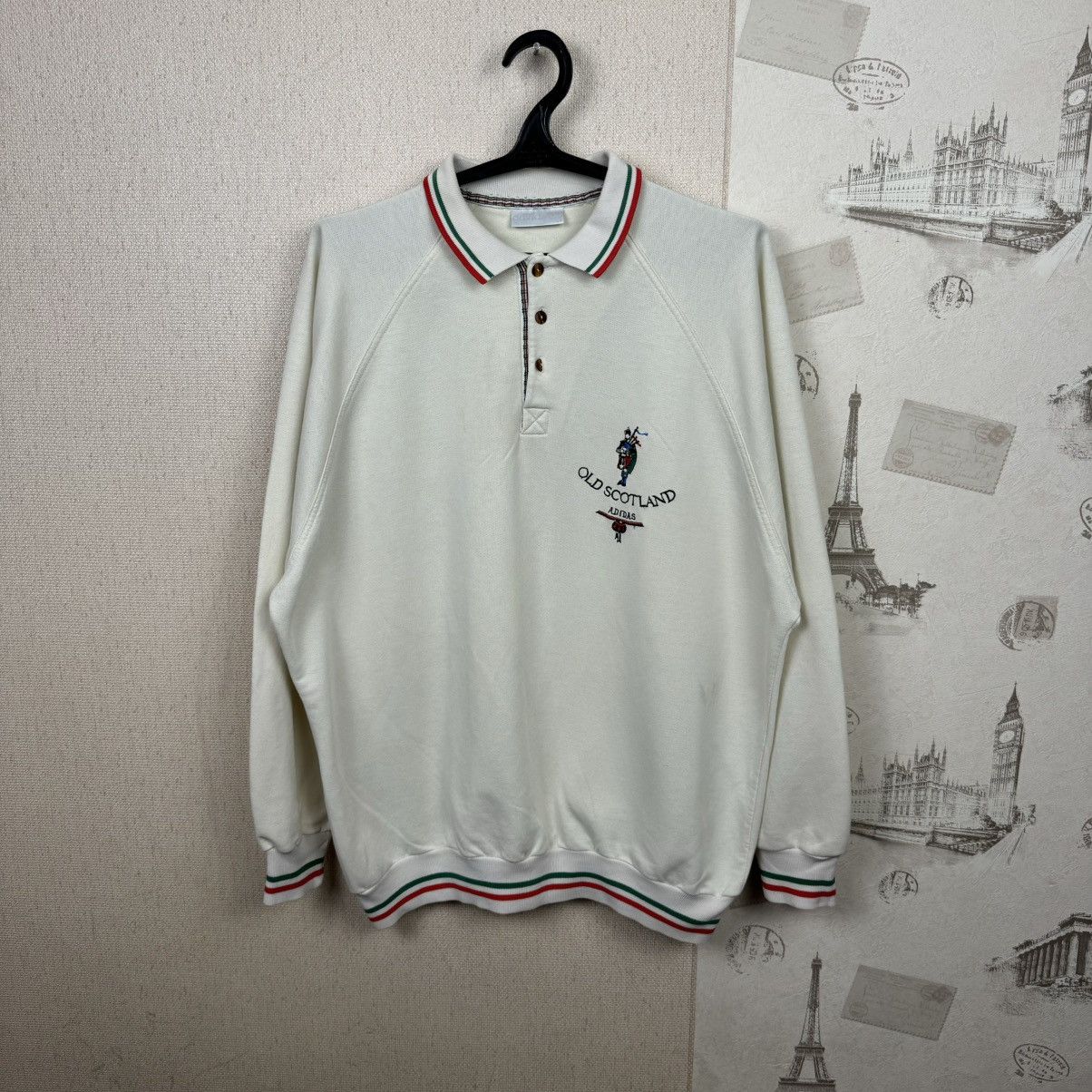 Adidas Vintage Adidas Old Scotland Sweartshirt Sz L Beige Mens Size US L / EU 52-54 / 3 - 4 Thumbnail