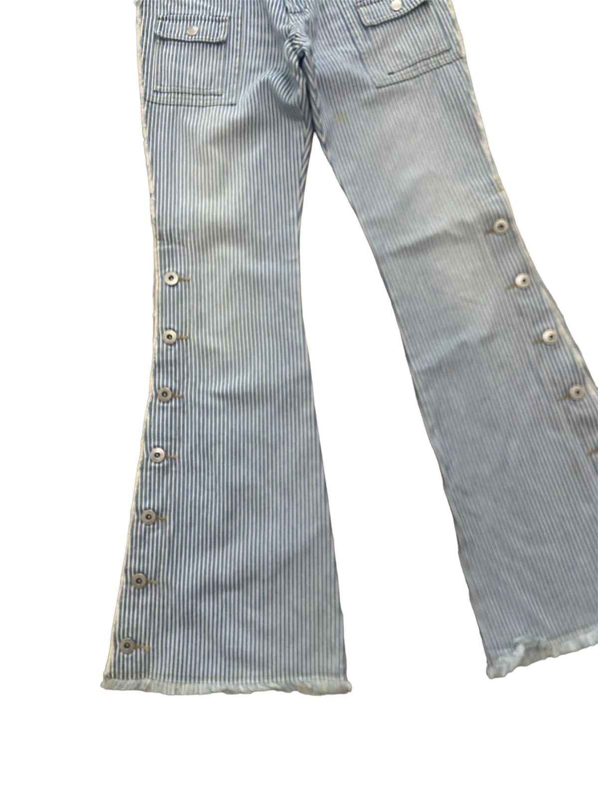 If Six Was Nine × Japanese Brand × KMRii Flare Jeans Jouer Aux Echecs Low Rise Stripe Bush Pants Size US 27 - 6 Thumbnail