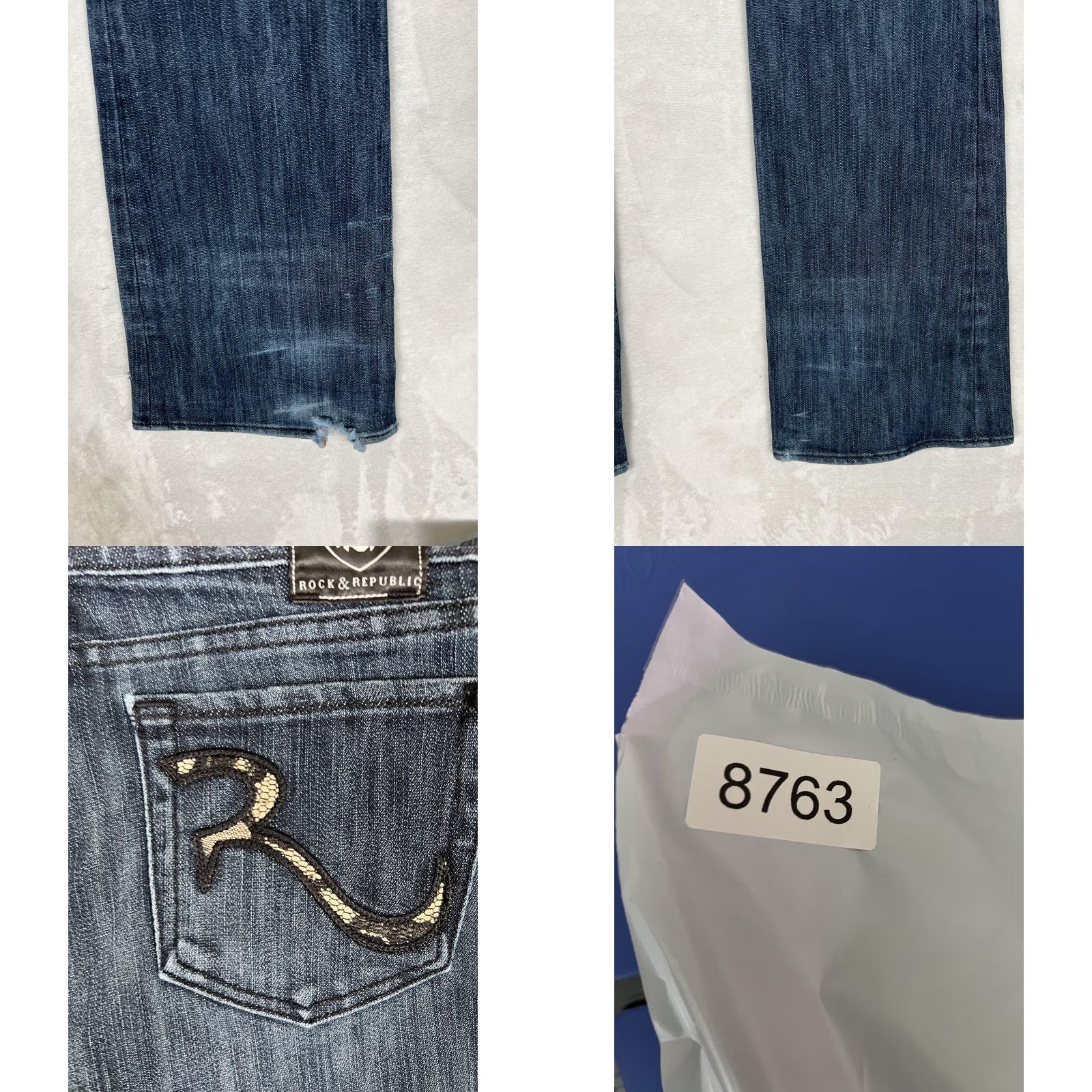 Vintage Rock & Republic Jeans Womens 27 Dark Wash Bootcut Embellished Pockets Denim Size 27" / US 4 / IT 40 - 9 Thumbnail