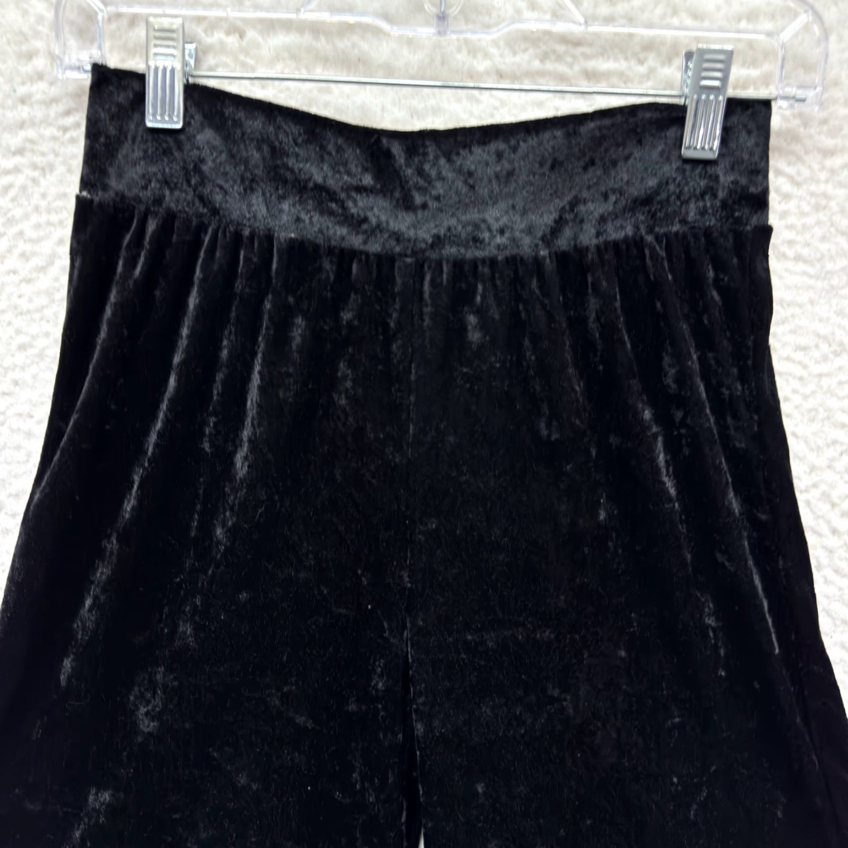 Velvet VINTAGE Y2K Capri Flare Pants Trousers 00 23 XS Black Velvet Corpcore Cocktail Size 25" / US 0 / IT 36 - 3 Thumbnail