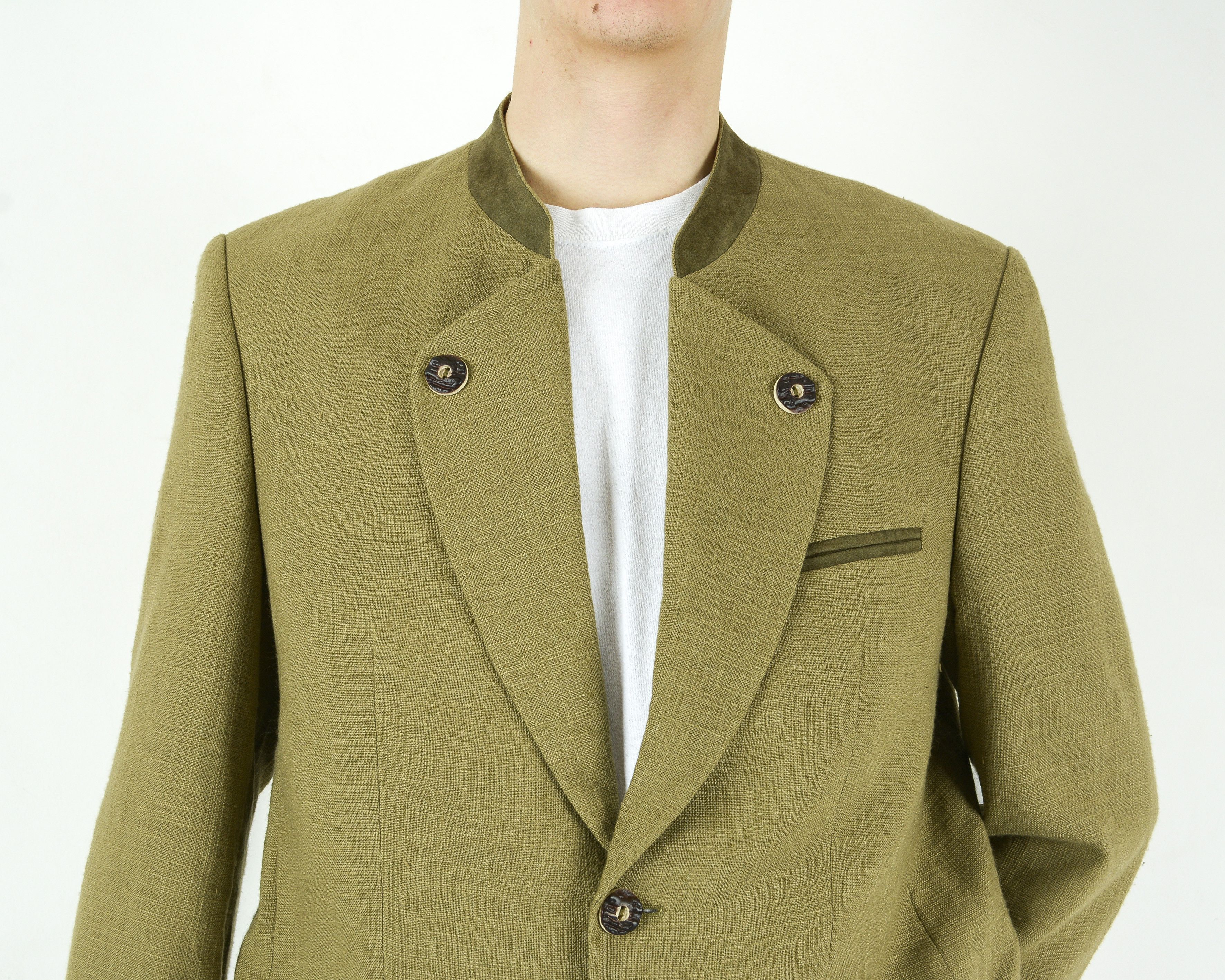 Vintage W19 Walbusch Trachten L Blazer Linen Jacket Coat Oktoberfest Size 44S - 3 Thumbnail