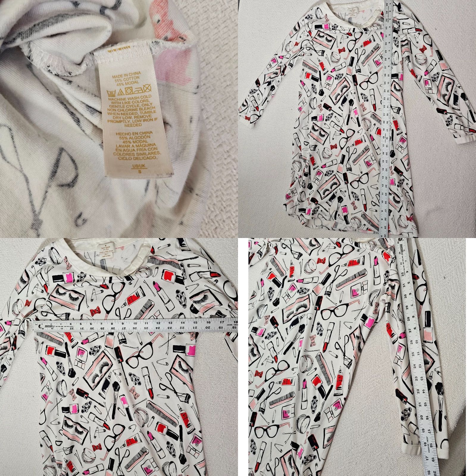 Vintage Kate Spade New York Pink White Cosmetics Print Cotton Night Sleep Shirt Size S Size S / US 4 / IT 40 - 8 Thumbnail