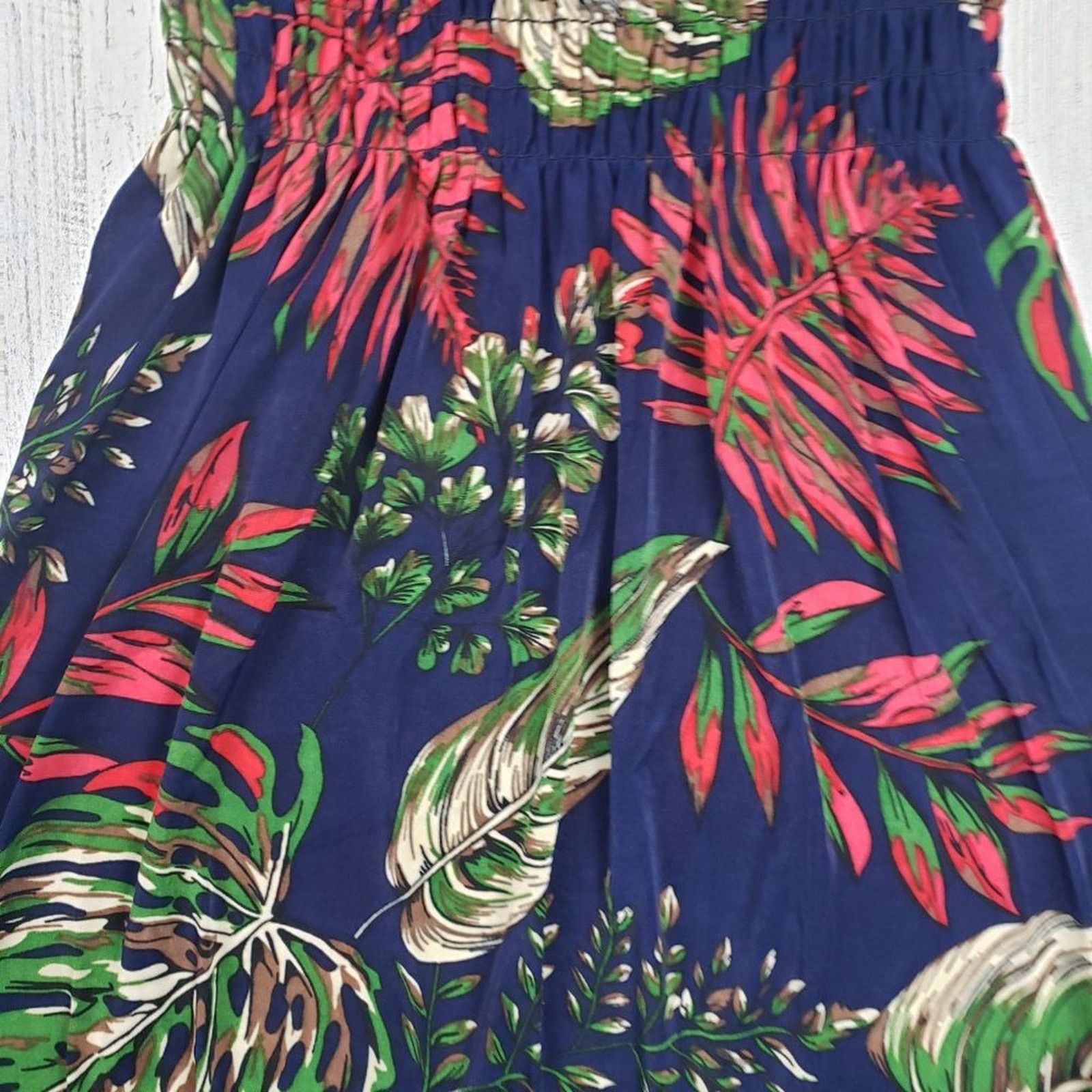 Other NWT Ace Fashions Navy Blue tropical Smocked Sundress Large Size M / US 6-8 / IT 42-44 - 4 Thumbnail