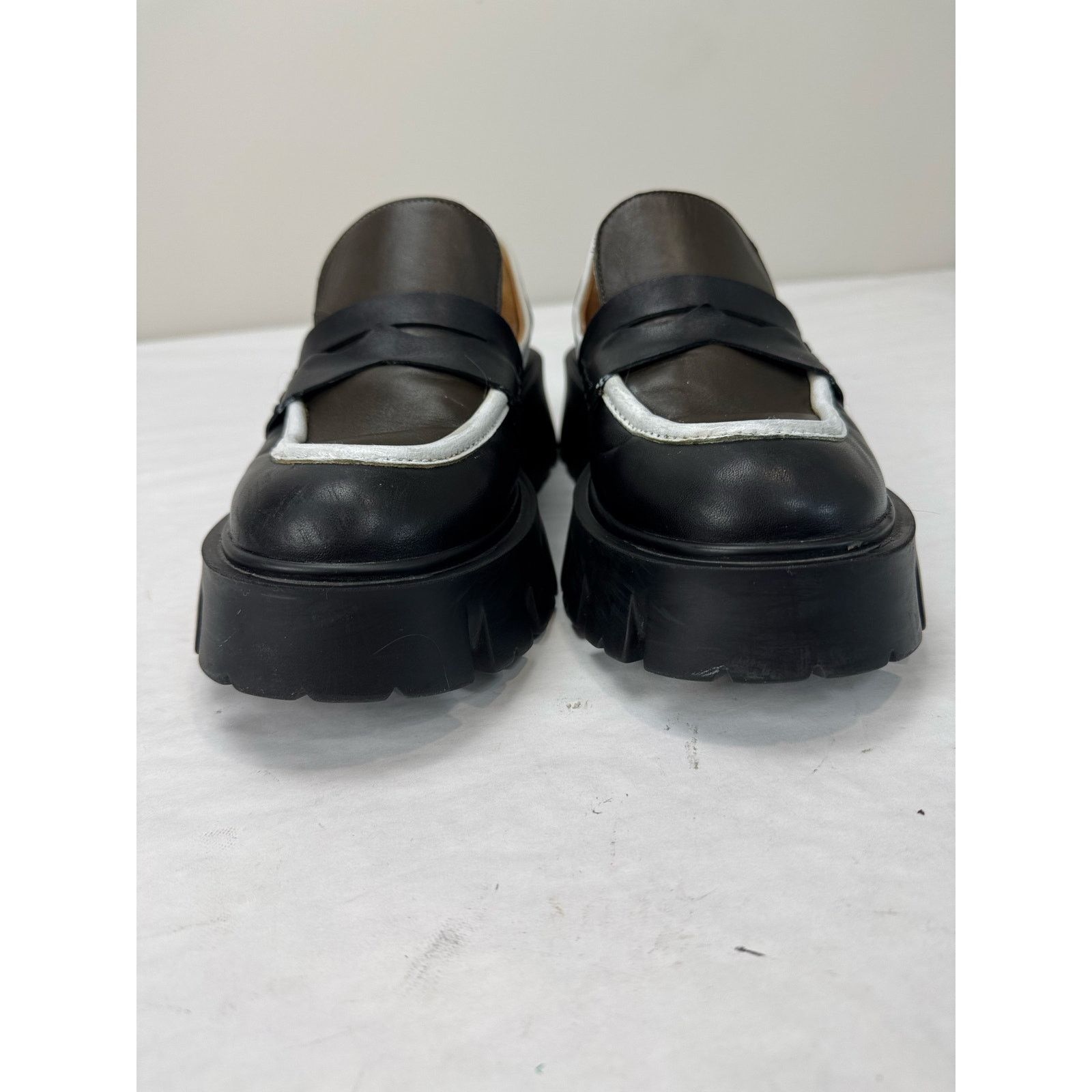 Other Akaada Mikki Black Brown Chunky Loafers Italy Leather Lug 41 Size US 10 / IT 40 - 7 Thumbnail