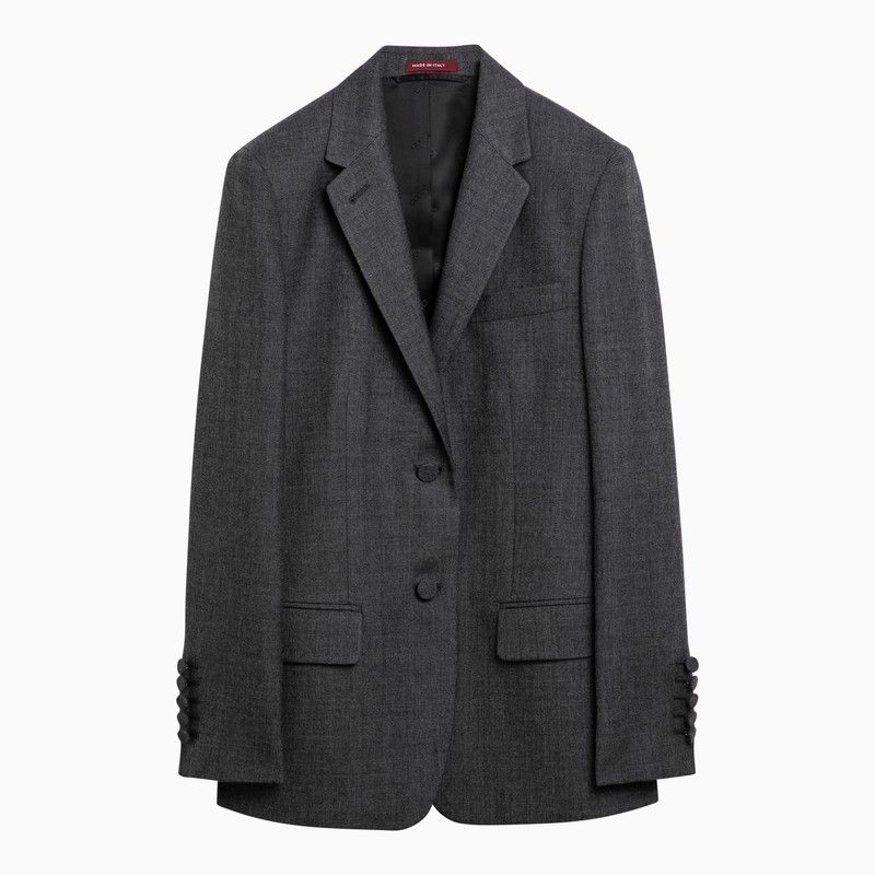 image of Gucci Medium Grey Single-Breasted Jacket In Wool, Women's (Size Small)