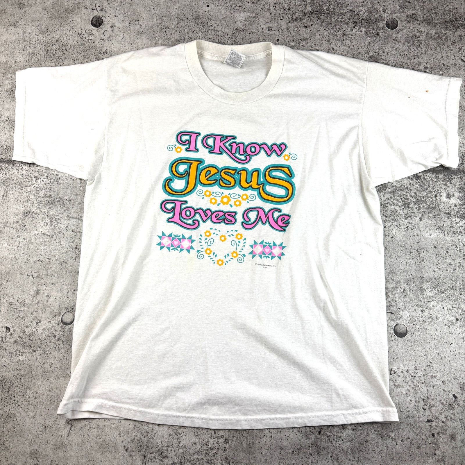 Fruit Of The Loom Vintage Jesus Shirt I Know Jesus Loves Me Size XL Size US XL / EU 56 / 4 - 2 Thumbnail
