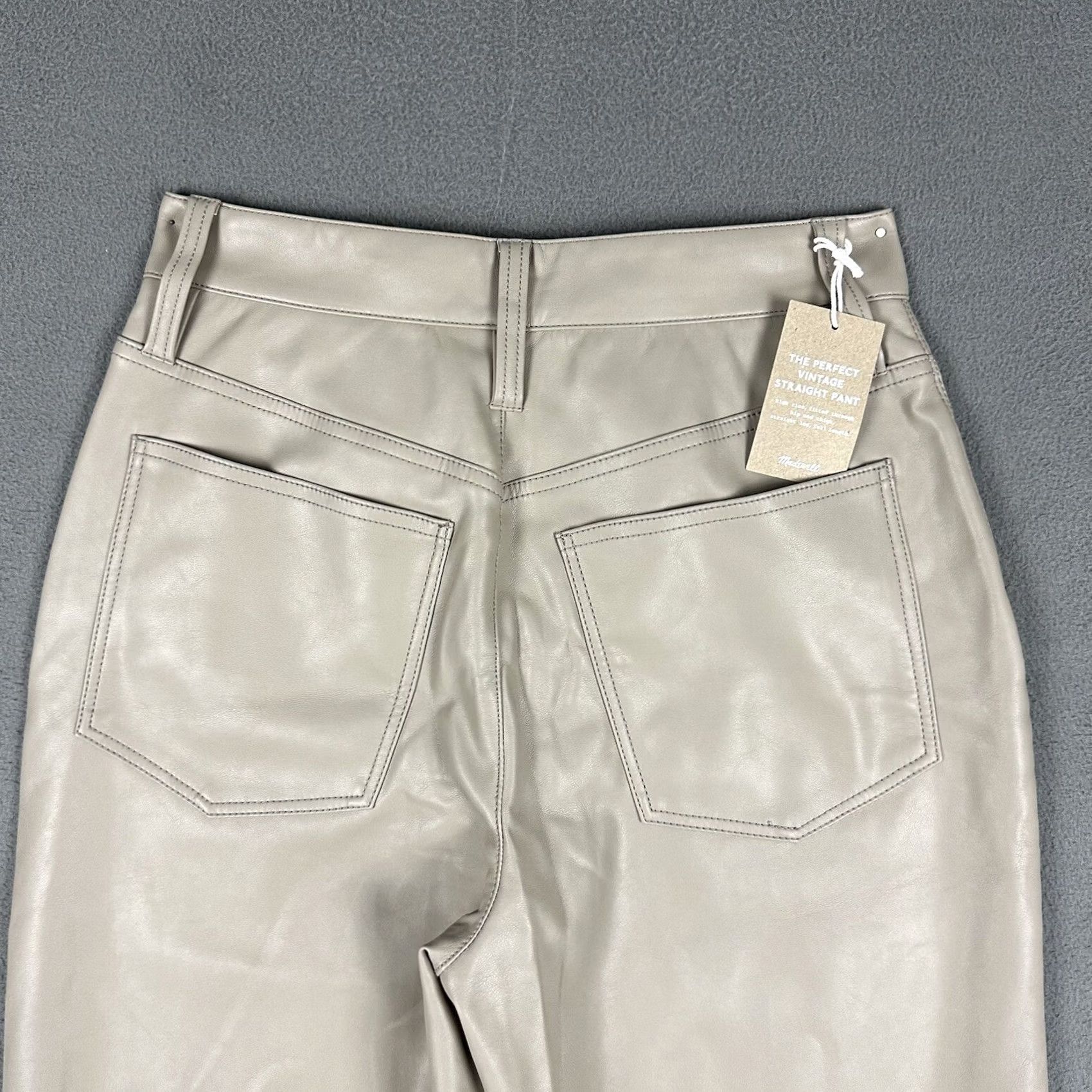 Madewell NWT Madewell The Perfect Vintage Straight Jeans Womens 26 Beige Faux Leather Pant Size 26" / US 2 / IT 38 - 4 Thumbnail