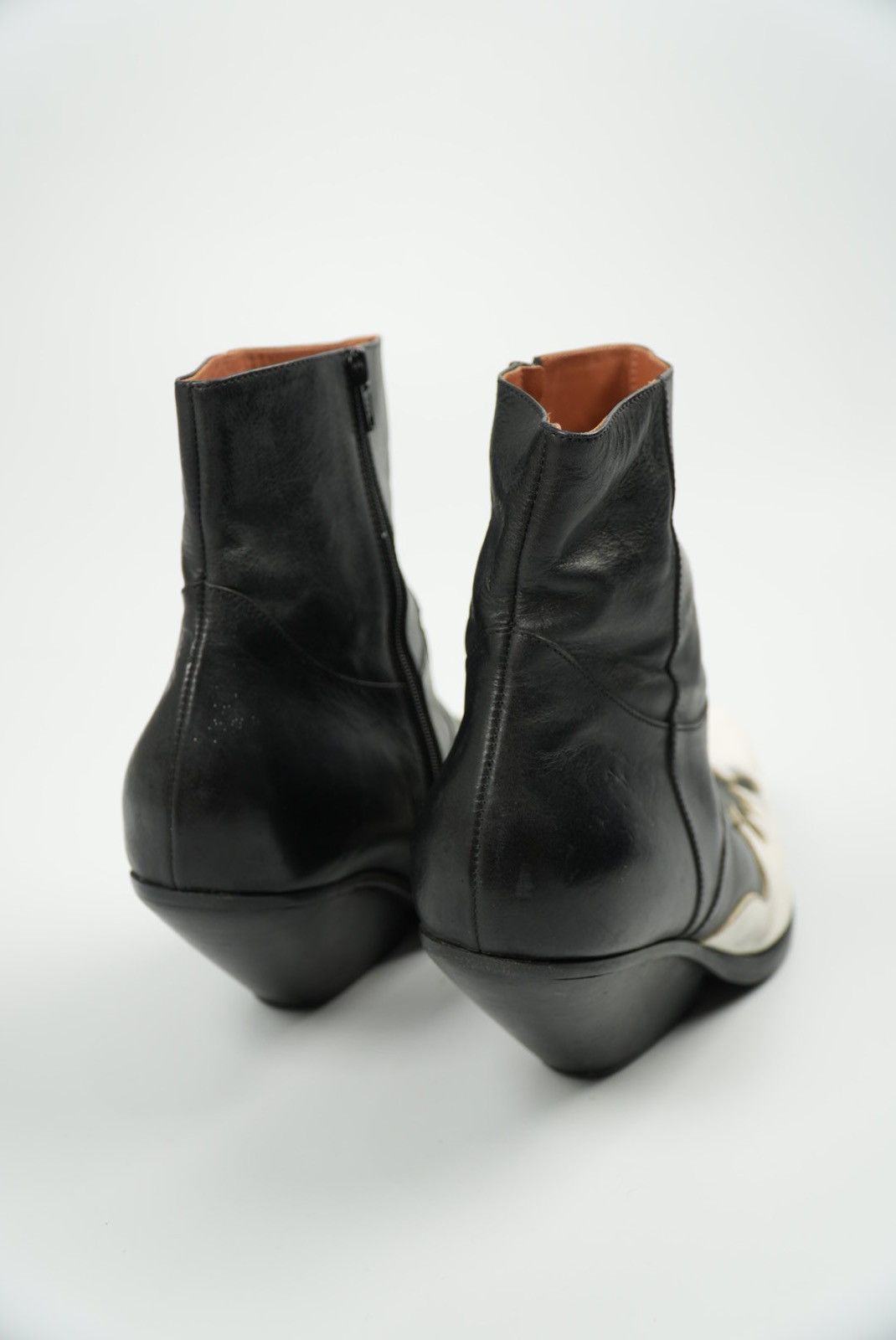 Vetements Vetements Black/White Flame Wedge Leather Texan Ankle Boots Size US 9 / IT 39 - 5 Thumbnail