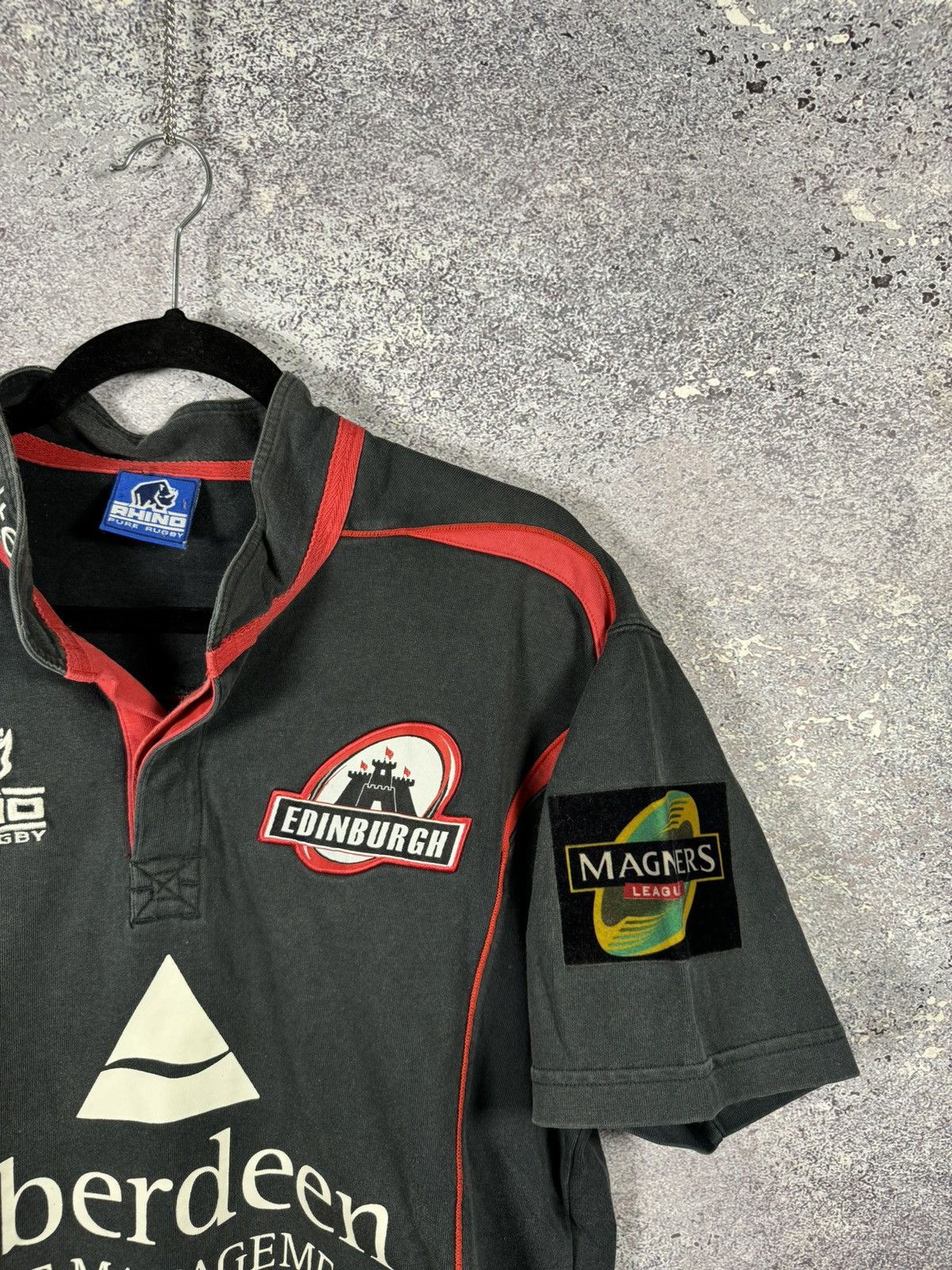 Vintage Edinburgh Union 2009 Black Rhino Rugby Jersey Maillot L sz Size US L / EU 52-54 / 3 - 5 Thumbnail
