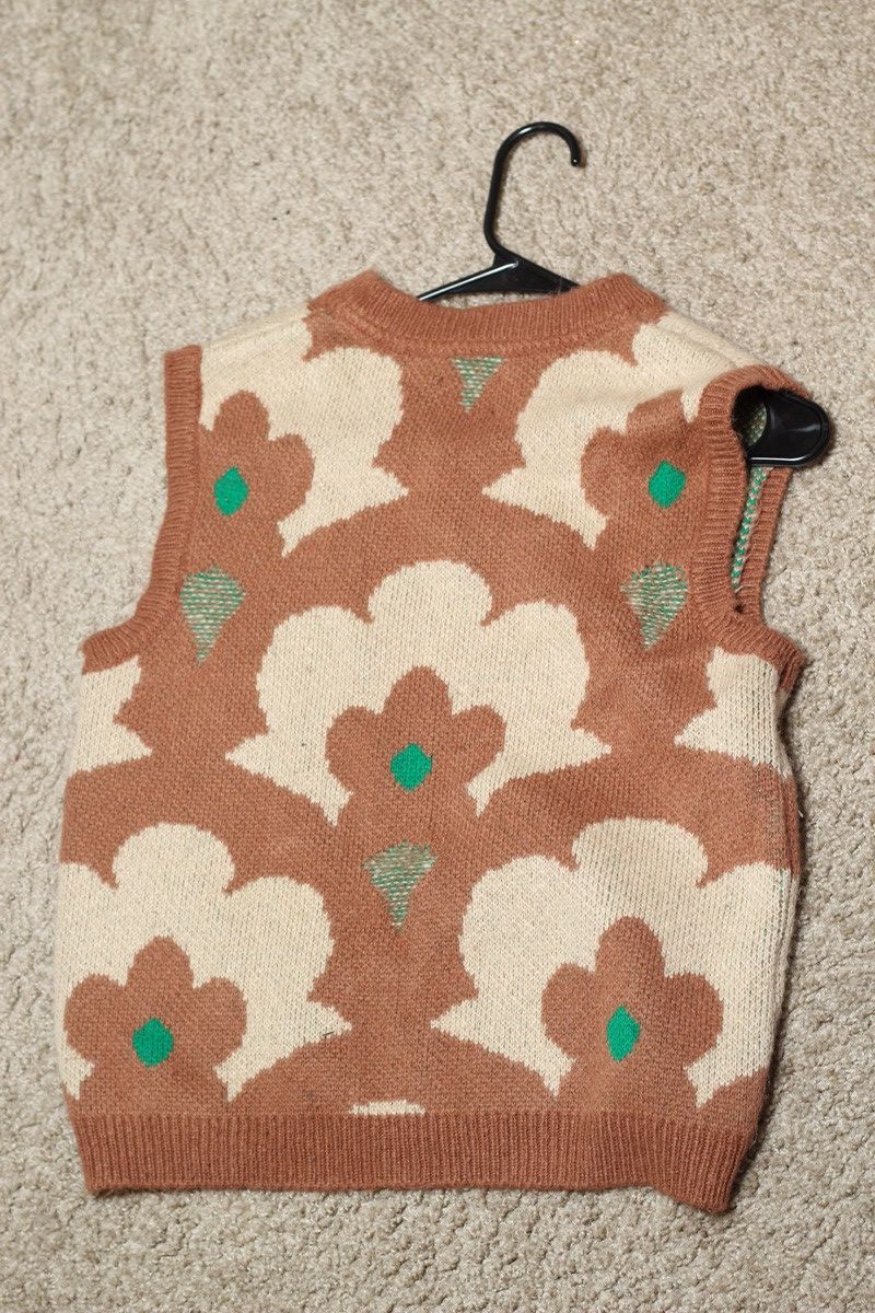 Vintage Vintage Brown Floral Sweater Vest Size US S / EU 44-46 / 1 - 2 Thumbnail
