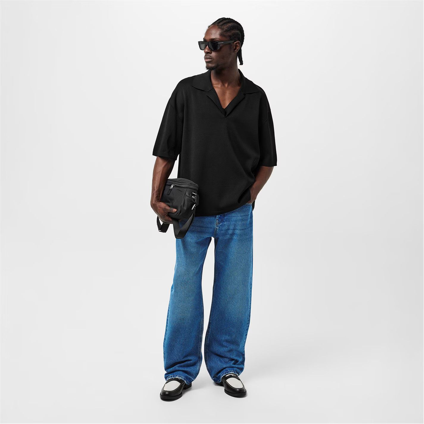 AMI o1g2r1mq0326 Knitted Short-Sleeve Polo Shirt in Black Size US L / EU 52-54 / 3 - 6 Thumbnail