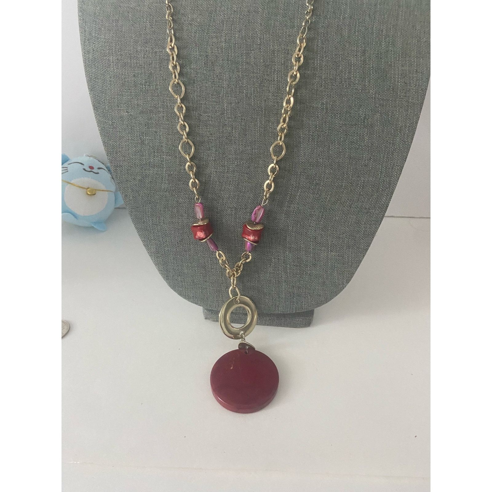 Other long chain necklace with red round pendant Size ONE SIZE - 2 Thumbnail