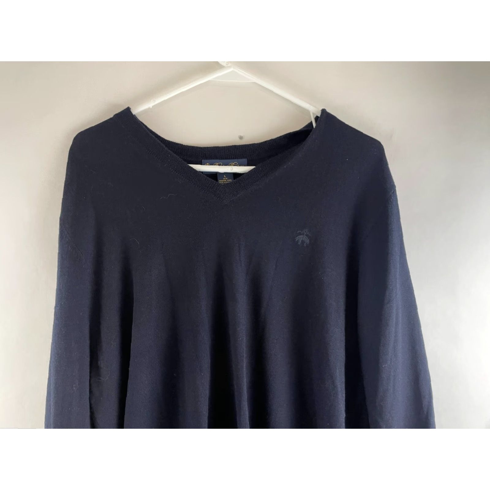 Brooks Brothers Brooks Brothers Sweater, Brand Pullover, Sweater, Men L, Navy Blue, Wool Blend, Regular Fit, Long Sleeve, Boat Neck, Solid, Pullover, Adult Mens Size L / US 10 / IT 46 - 3 Thumbnail