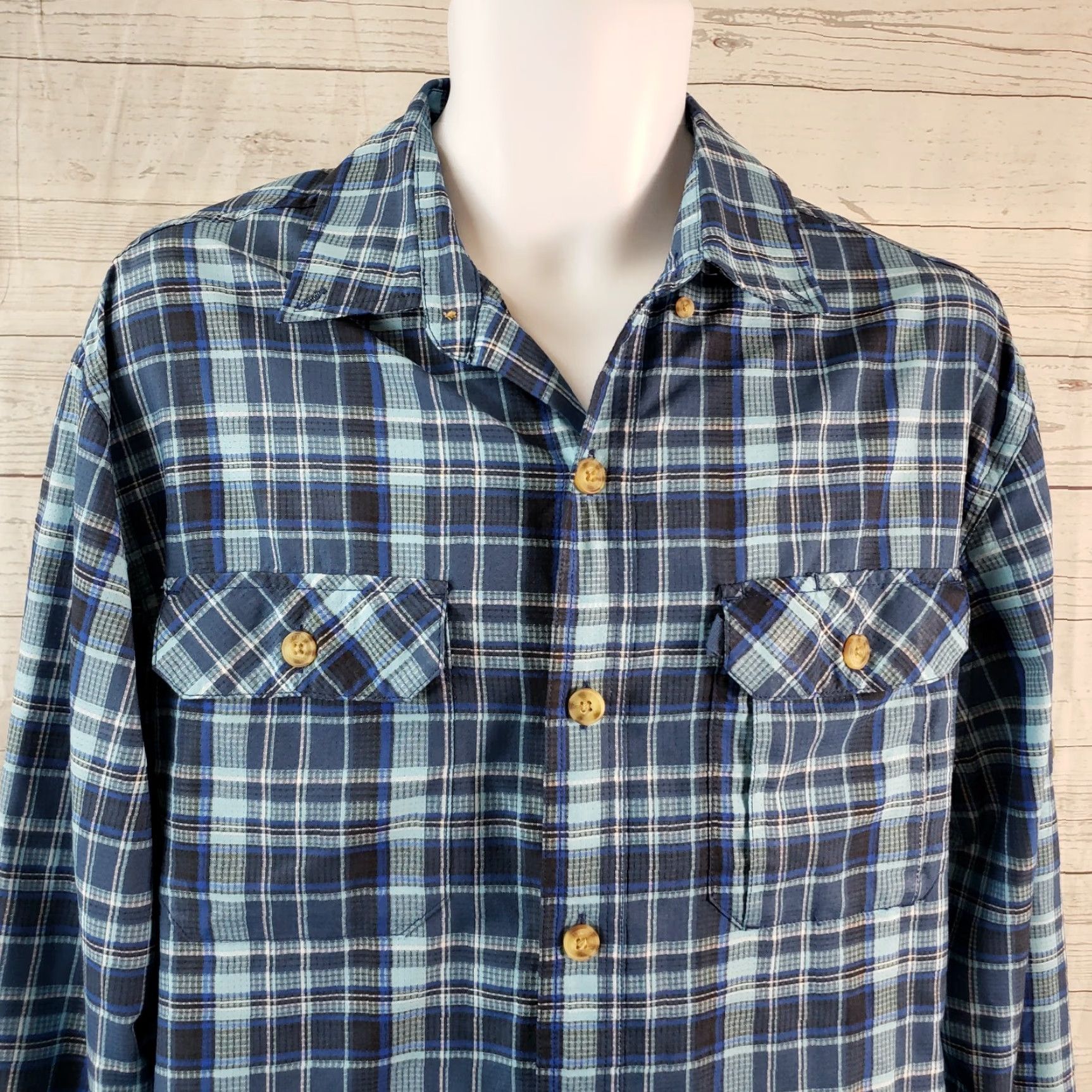 Vintage Duluth Mens Button Front Shirt M Blue Plaid Long Sleeve Polyester Shirt Mens Size US M / EU 48-50 / 2 - 2 Thumbnail