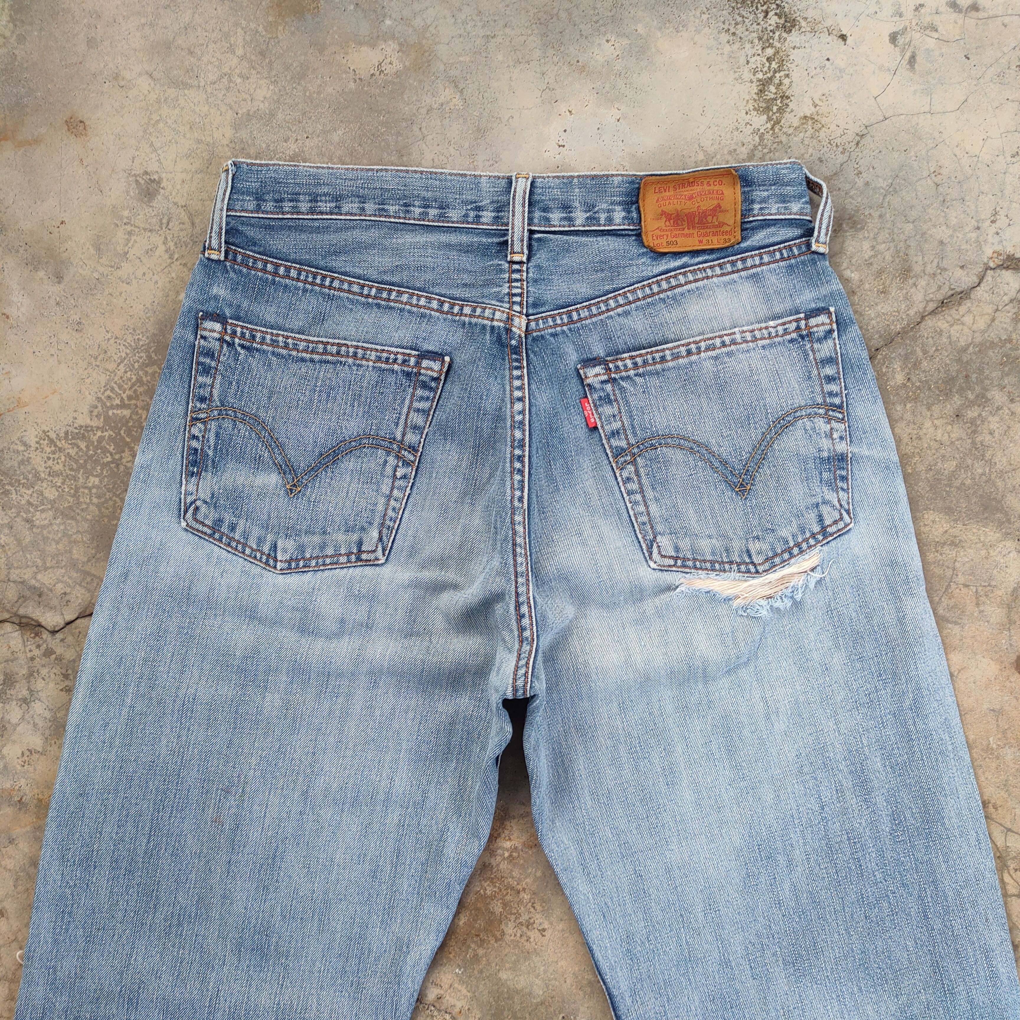 Levi's Vintage Clothing # LEVI'S 503 VINTAGE RIPPED FADED JEAN DENIM PANTS Size US 31 - 10 Thumbnail