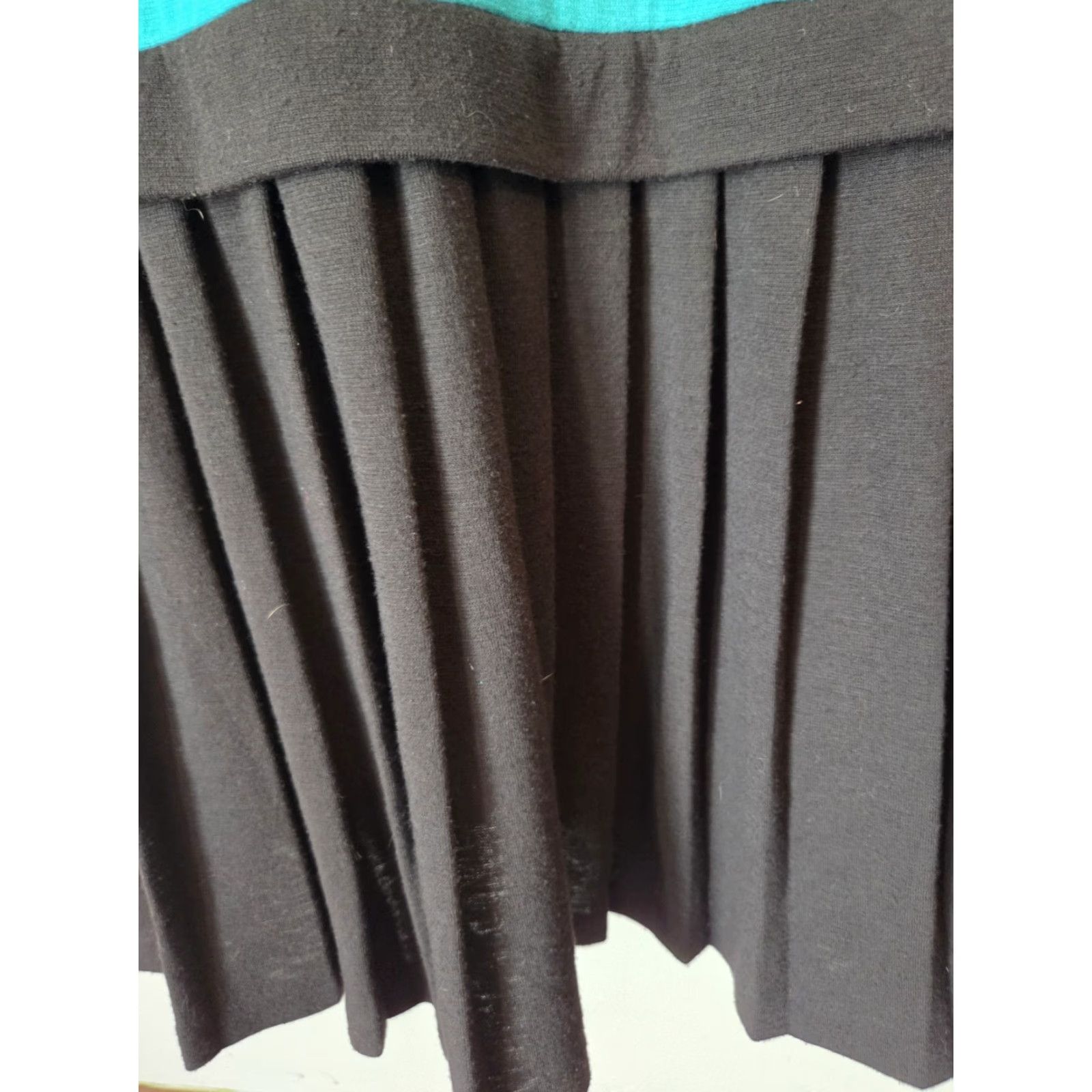 Altea VINTAGE 80s Caron Petite Teal Black New Wave Drop Waist Midi Dress Size 8 Size M / US 6-8 / IT 42-44 - 4 Thumbnail