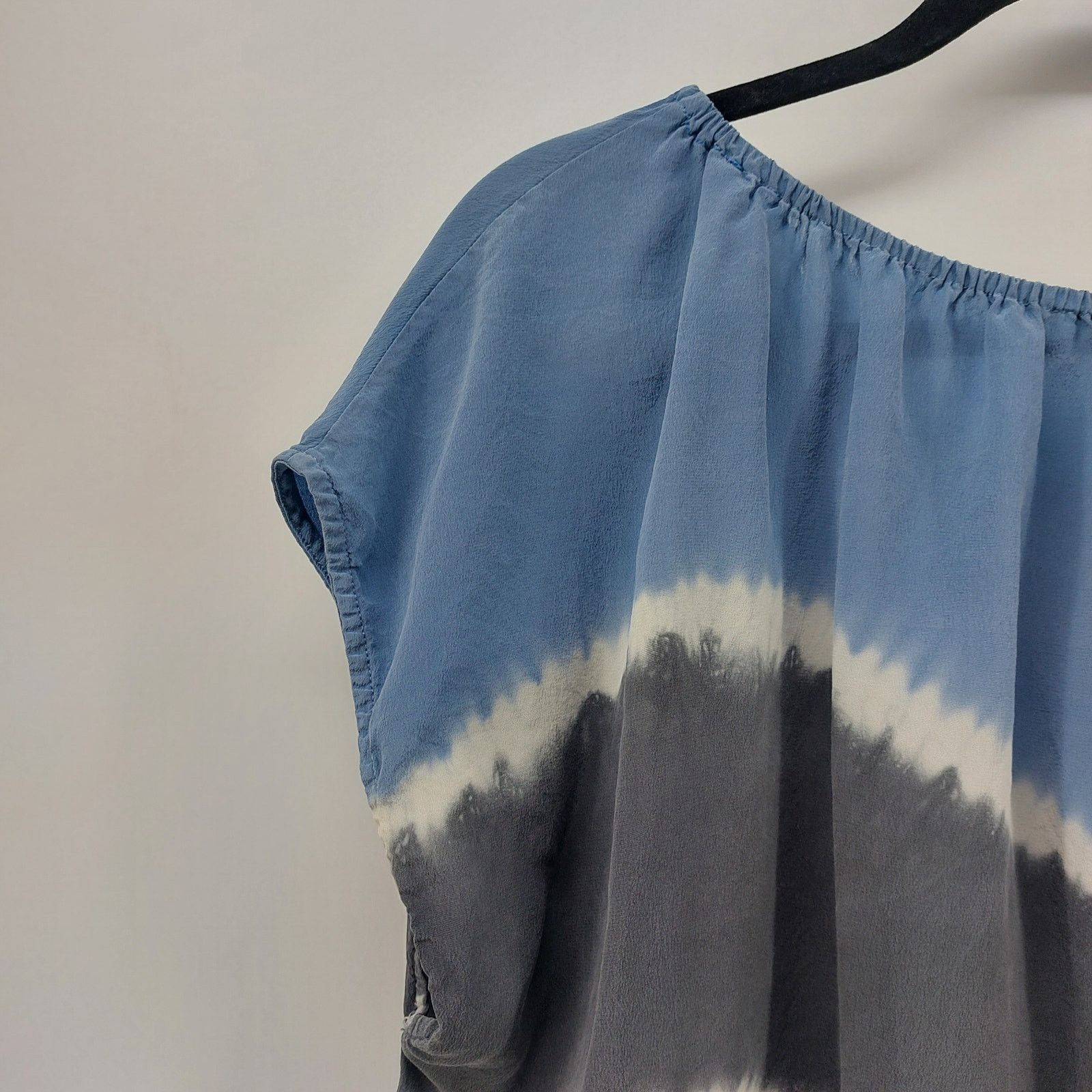 Joie Joie Solid Blue Black 100% Silk Blouse Top Medium Tie Dye Size M / US 6-8 / IT 42-44 - 14 Thumbnail