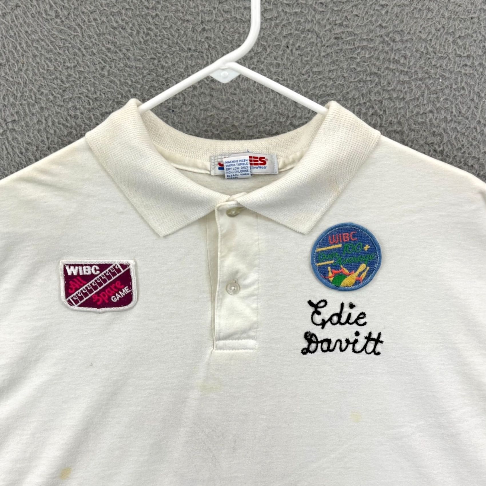 Jerzees VINTAGE Bowling Shirt Mens XL White Short Sleeve Polo Sport 90s Button Pullover Size US XL / EU 56 / 4 - 3 Thumbnail