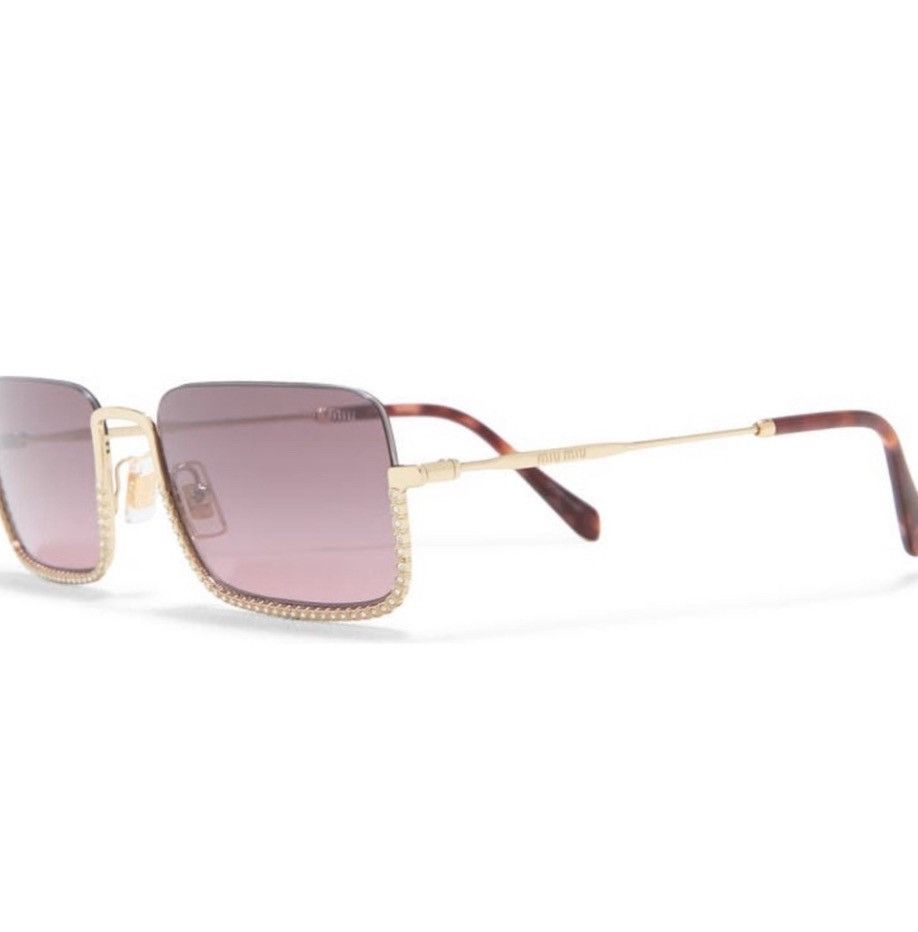 Miu Miu Miu Miu 55mm Rectangular Sunglasses Purple Gradient Lenses Size ONE SIZE - 15 Thumbnail