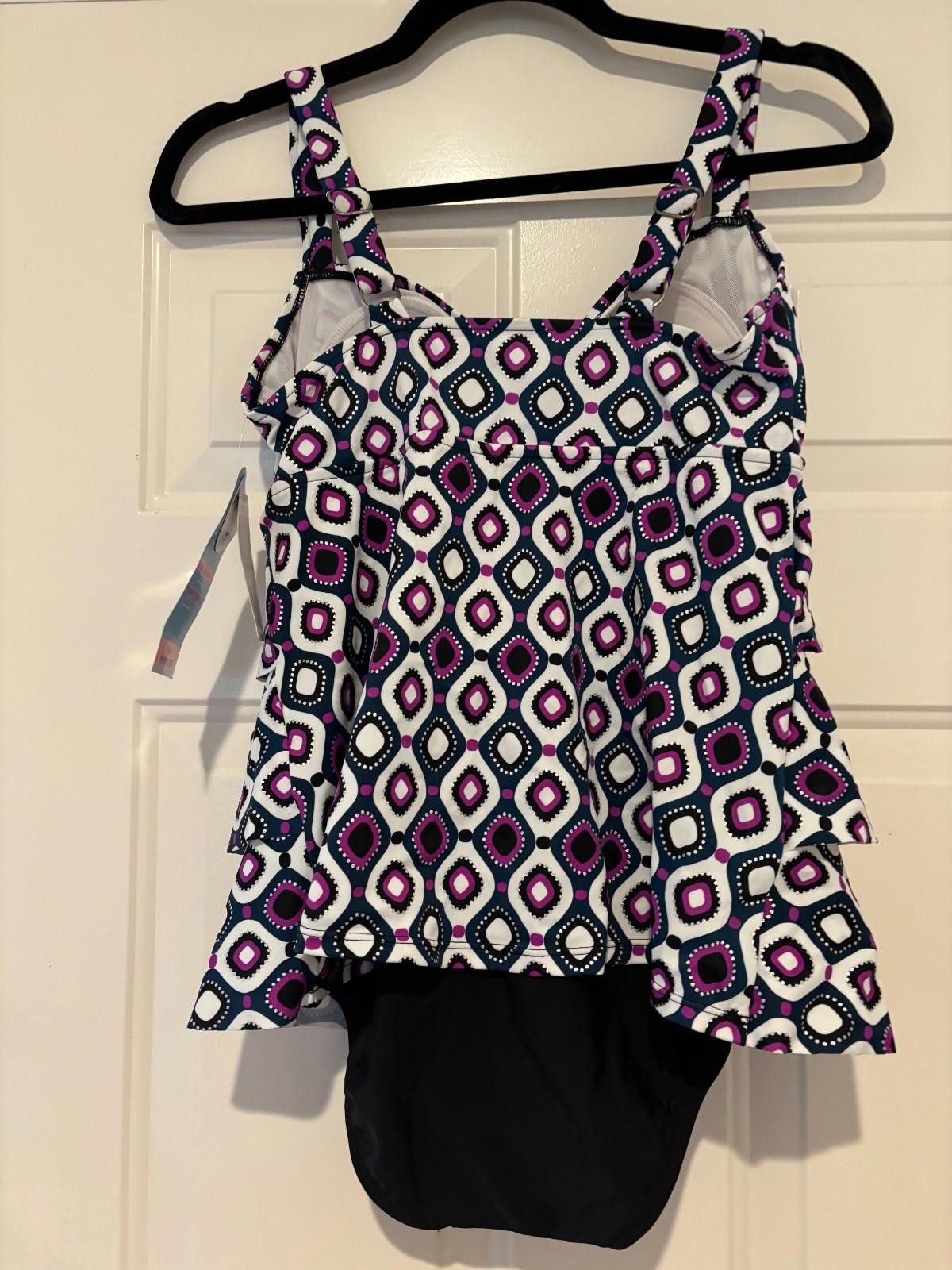 Designer Women's swimsuit Swim Solutions size 10D cup purple/white#69 Size ONE SIZE - 2 Thumbnail