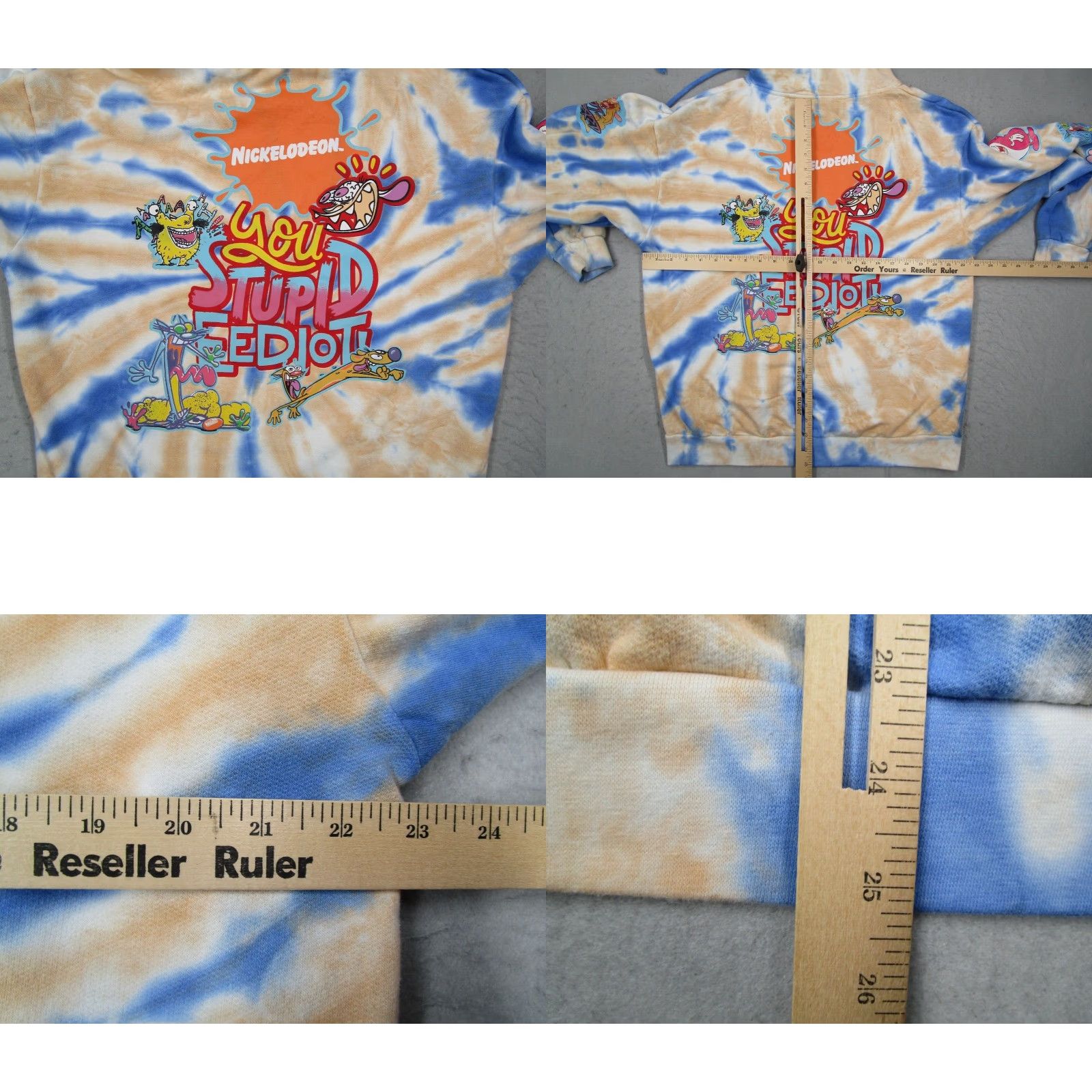 Nickelodeon Nickelodeon Hoodie Mens XL Blue Ren Stimpy Tie Dye Fleece Pullover TV Knit Geometric Logo 90s Cartoon Sports All Seasons Size US XL / EU 56 / 4 - 8 Thumbnail