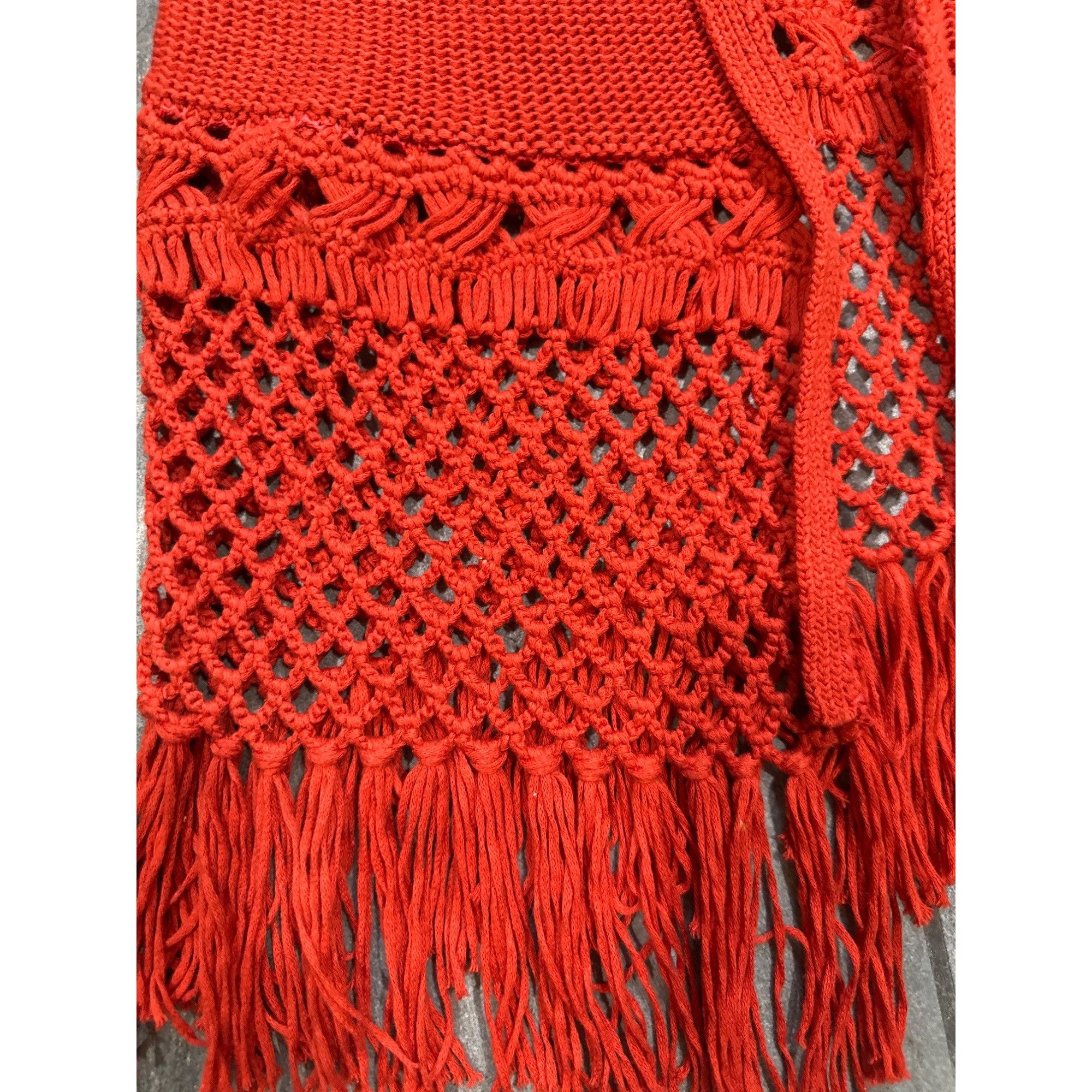 Other 600 West Rust Red Boho Fringe Cardigan Open Knit Sweater Cro Size M / US 6-8 / IT 42-44 - 10 Thumbnail