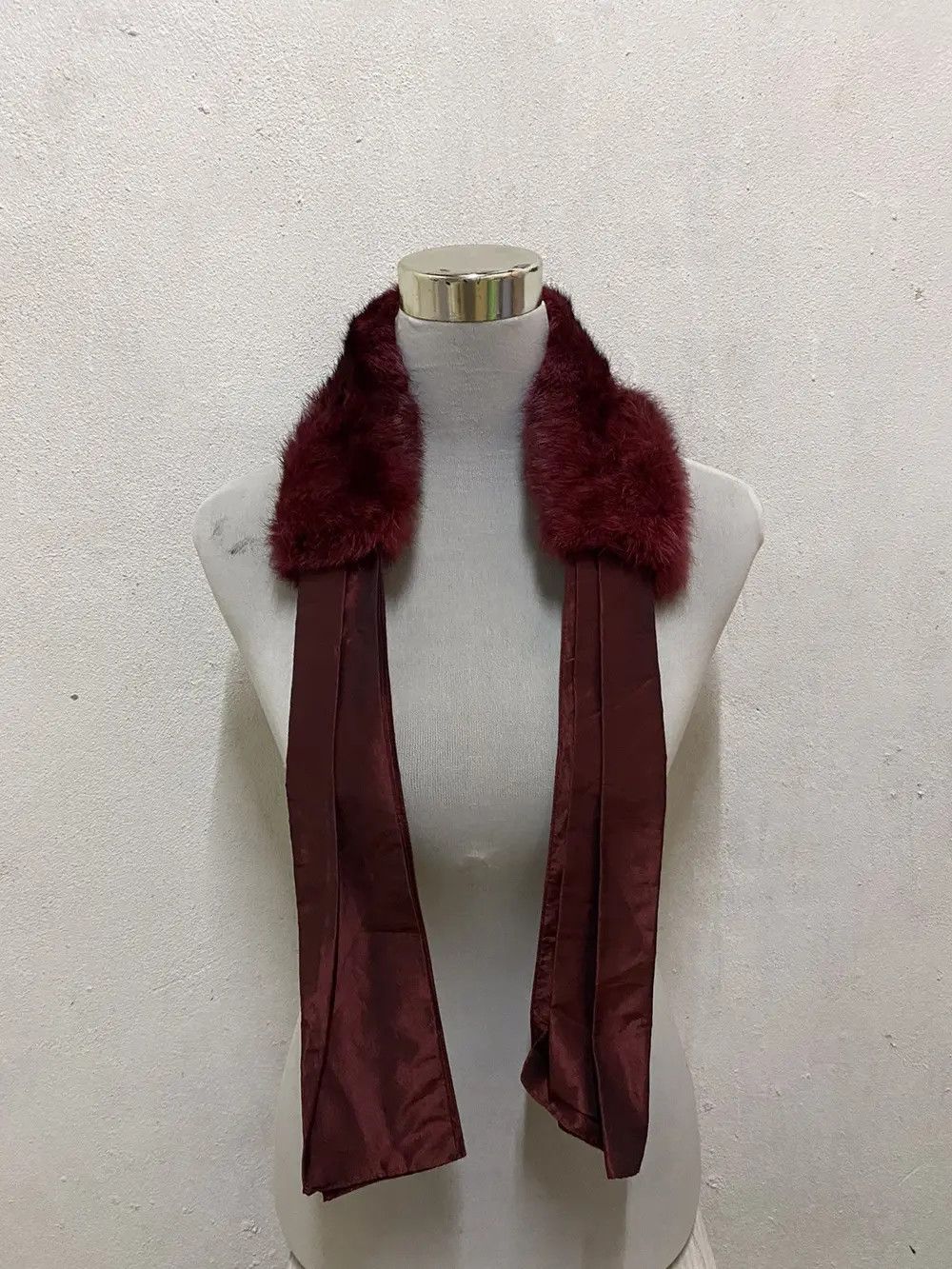 Furla Furla Rabbit Fur Burgundy Scarf Muffler Size ONE SIZE - 2 Thumbnail
