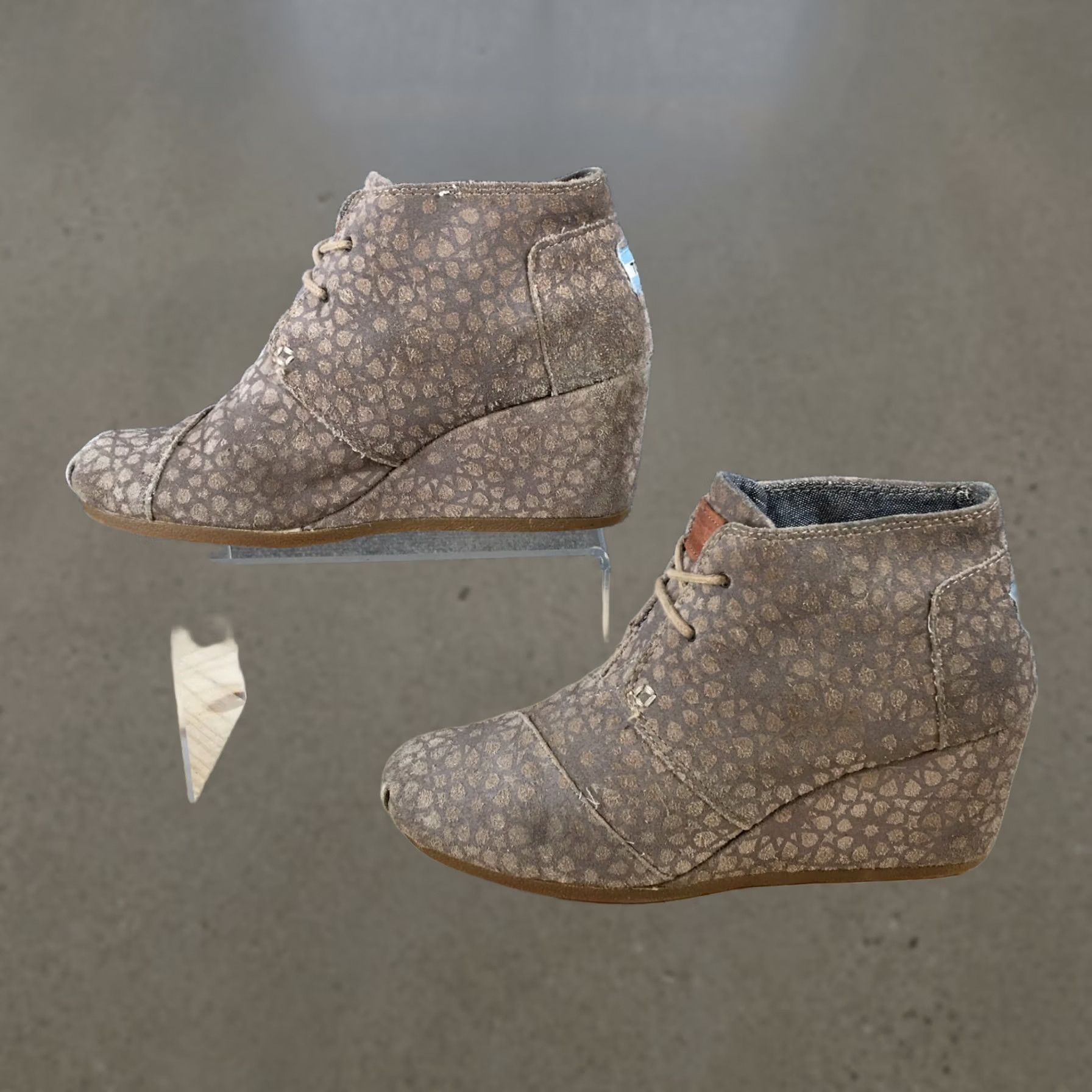 Toms TOMS Boots Womens 8.5 Desert Brown Herringbone Wedge Heels Casual Bootie Size US 9 / IT 39 - 1 Thumbnail
