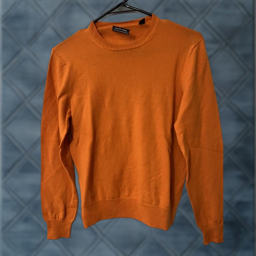 Saks Fifth Avenue VINTAGE Saks Fifth Avenue Women Sweater Crew Neck Pullover Long Sleeve Classic Fall Winter Orange Wool Blend Knit Size S / US 4 / IT 40 - 1 Thumbnail