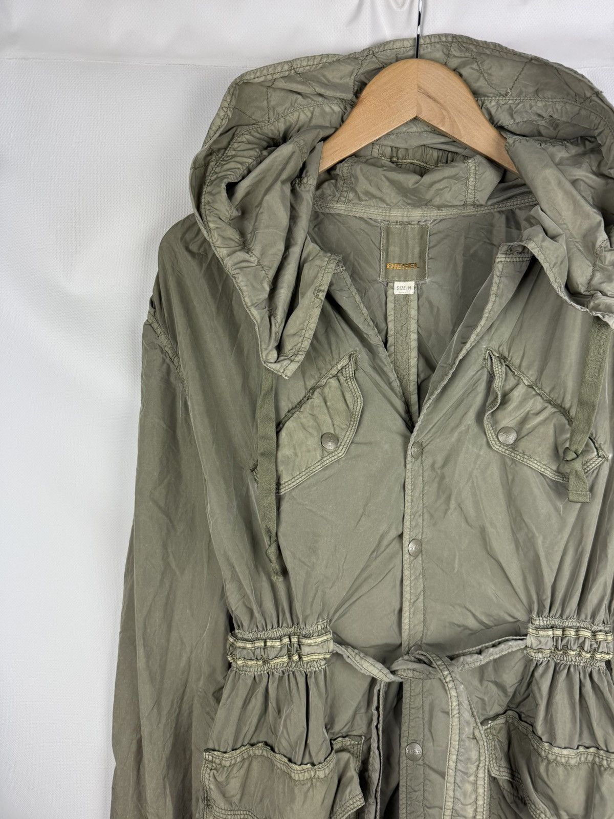 Diesel × Vintage Diesel Vintage Y2K Ladies Nylon Fishtail Hooded Parka Jacket Size M / US 6-8 / IT 42-44 - 3 Thumbnail