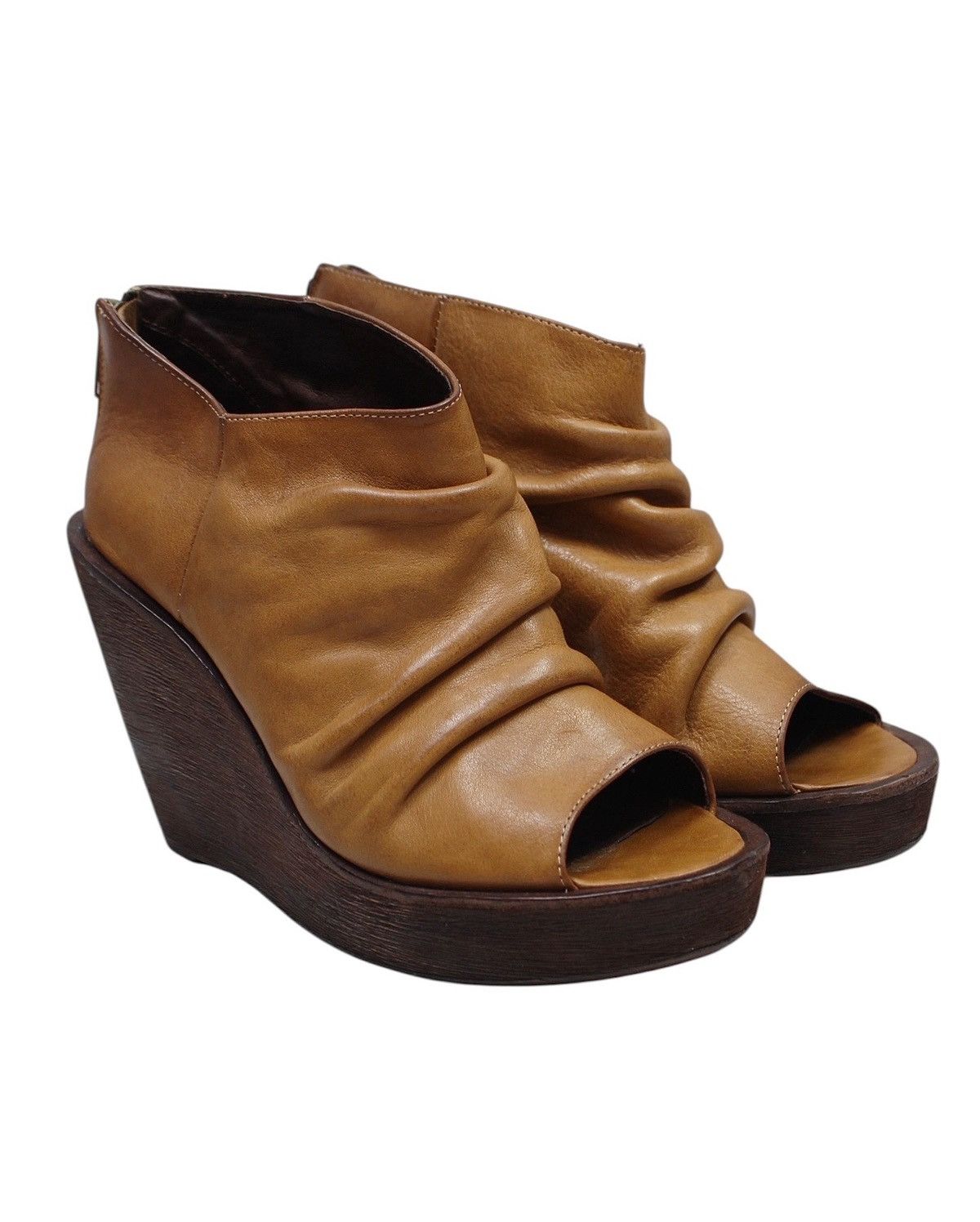 Designer 2000S INITIAL LEATHER WEDGE BOOTS – VERO CUOIO MADE Size US 7 / IT 37 - 1 Thumbnail
