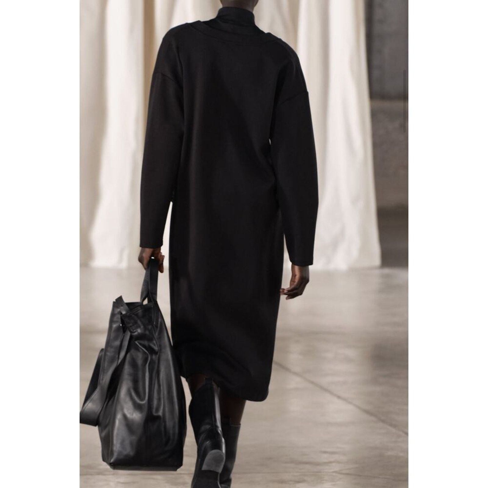 Zara NWT-Zara-RUCHED LONG INTERLOCK JACKET-Small Size S / US 4 / IT 40 - 2 Thumbnail